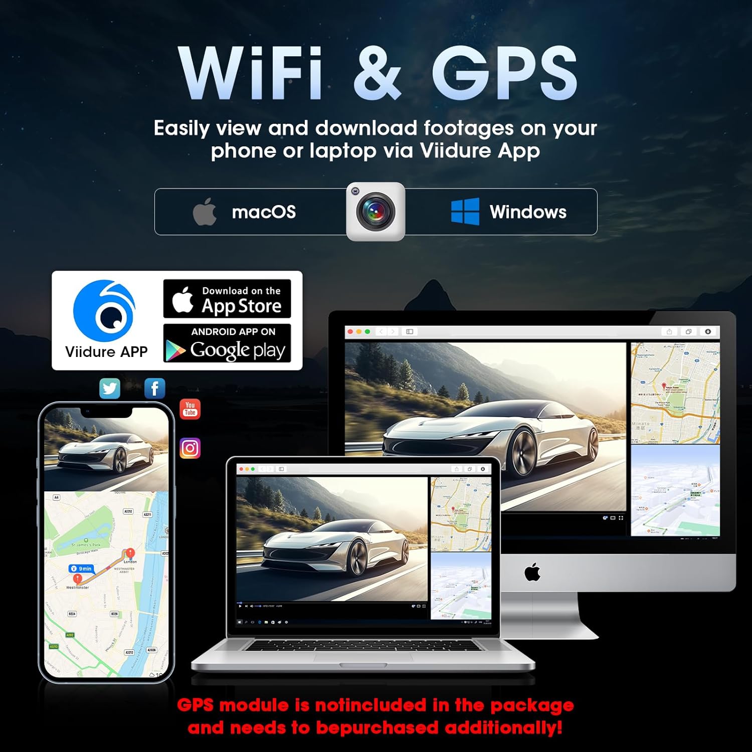 Wi-Fi and GPS connectivity with Viidure App
