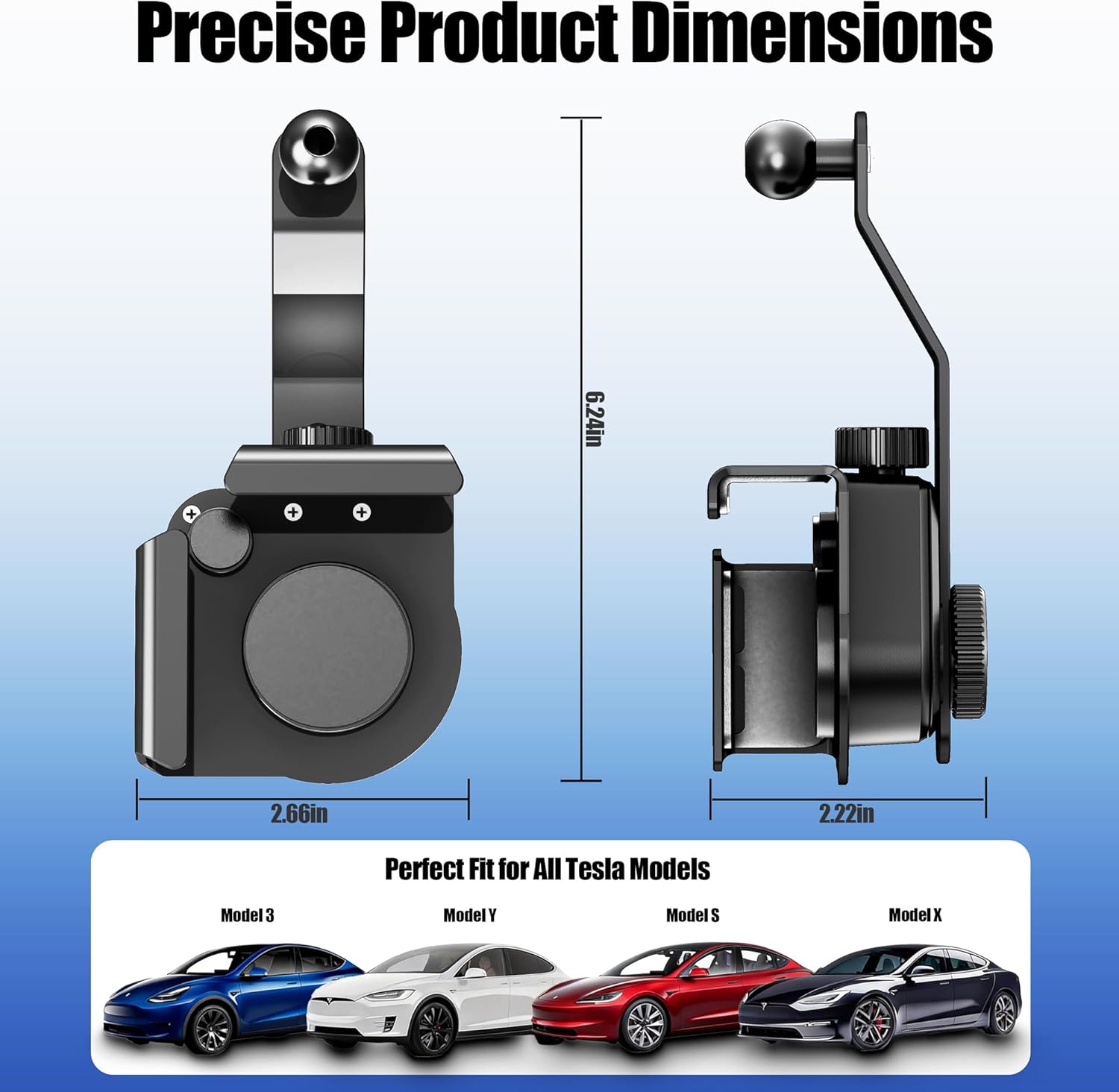 Car Phone Mount for Tesla Model 3 & Model Y, Screen Side Custom Fit for Center Display, 15W Wireless Fast Charging Auto-Clamping, Unobstructed View, Compatible with iPhone & Android