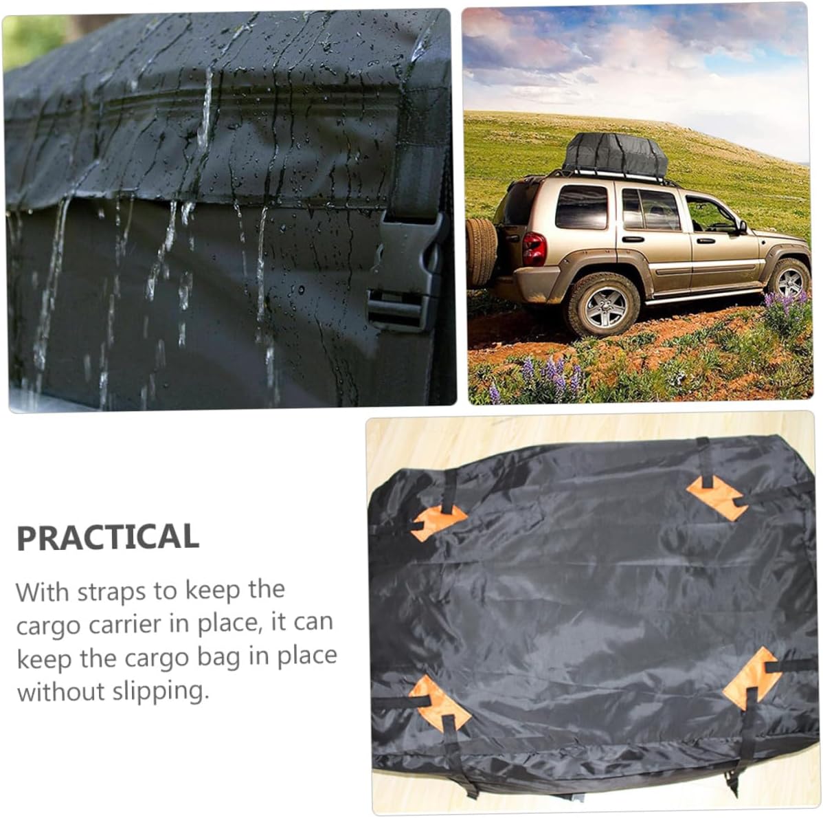 Mikinona Car Roof Bag Oxford Cloth Vehicle Cargo Carrier with Non-Slip Mat Dustproof Windproof Travel Storage for SUV Truck