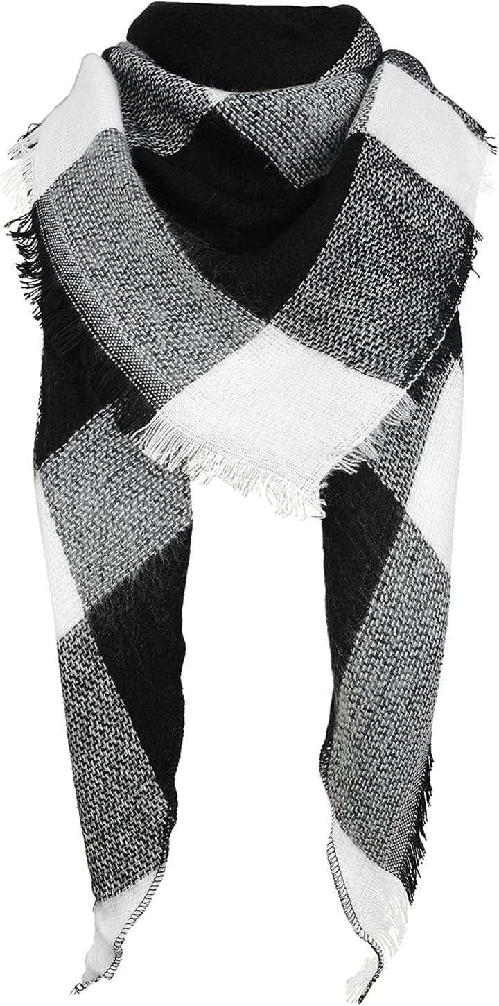 American Trends Scarfs for Women Winter Triangle Scarf Classic Plaid Warm Scarf Soft Scarves Knitted Wrap Shawl