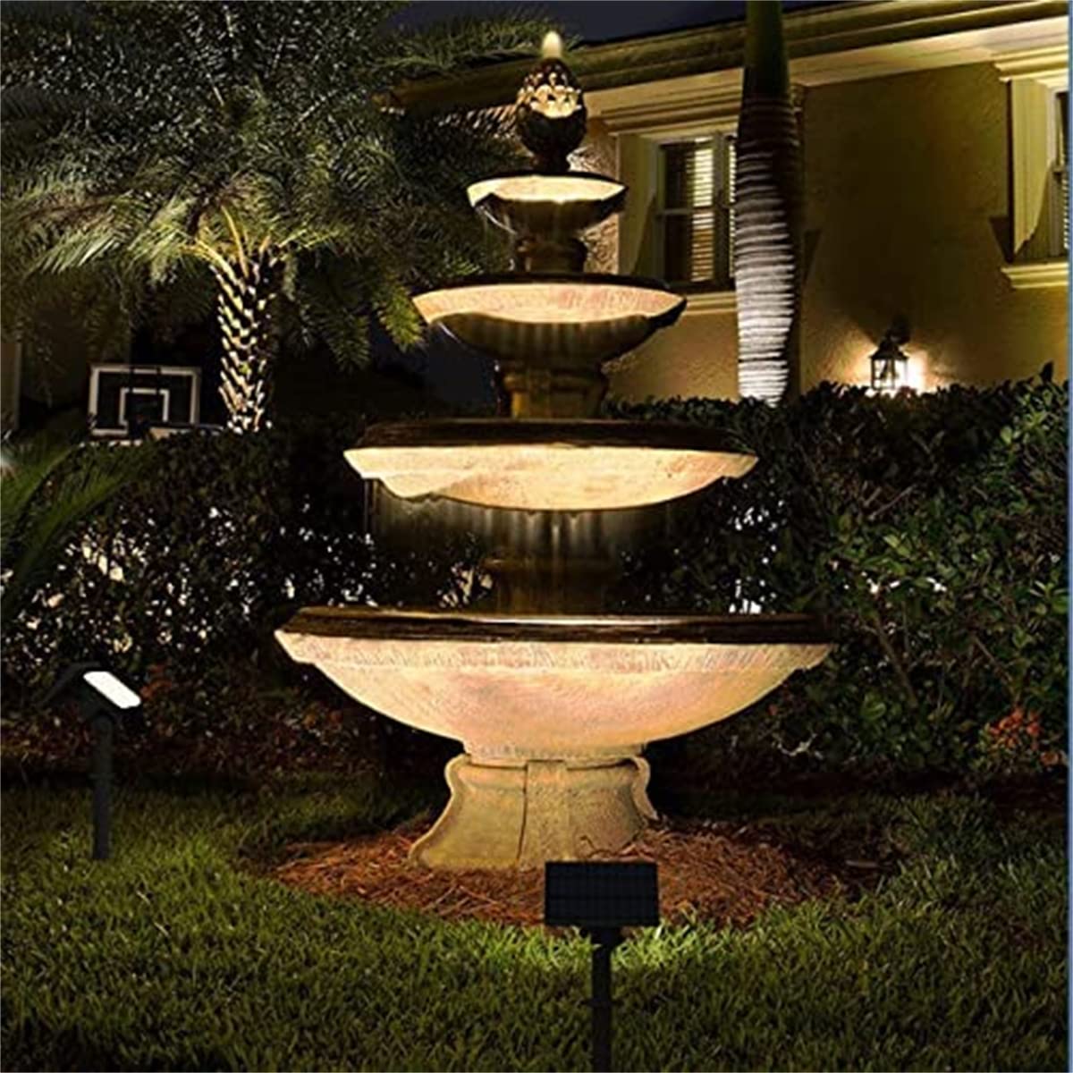 Focos solares, luz Solar LED IP65 Foco de Paisaje Impermeable al Aire Libre 2 en 1 Luces de Pared solares inalámbricas para jardín, Patio de Entrada