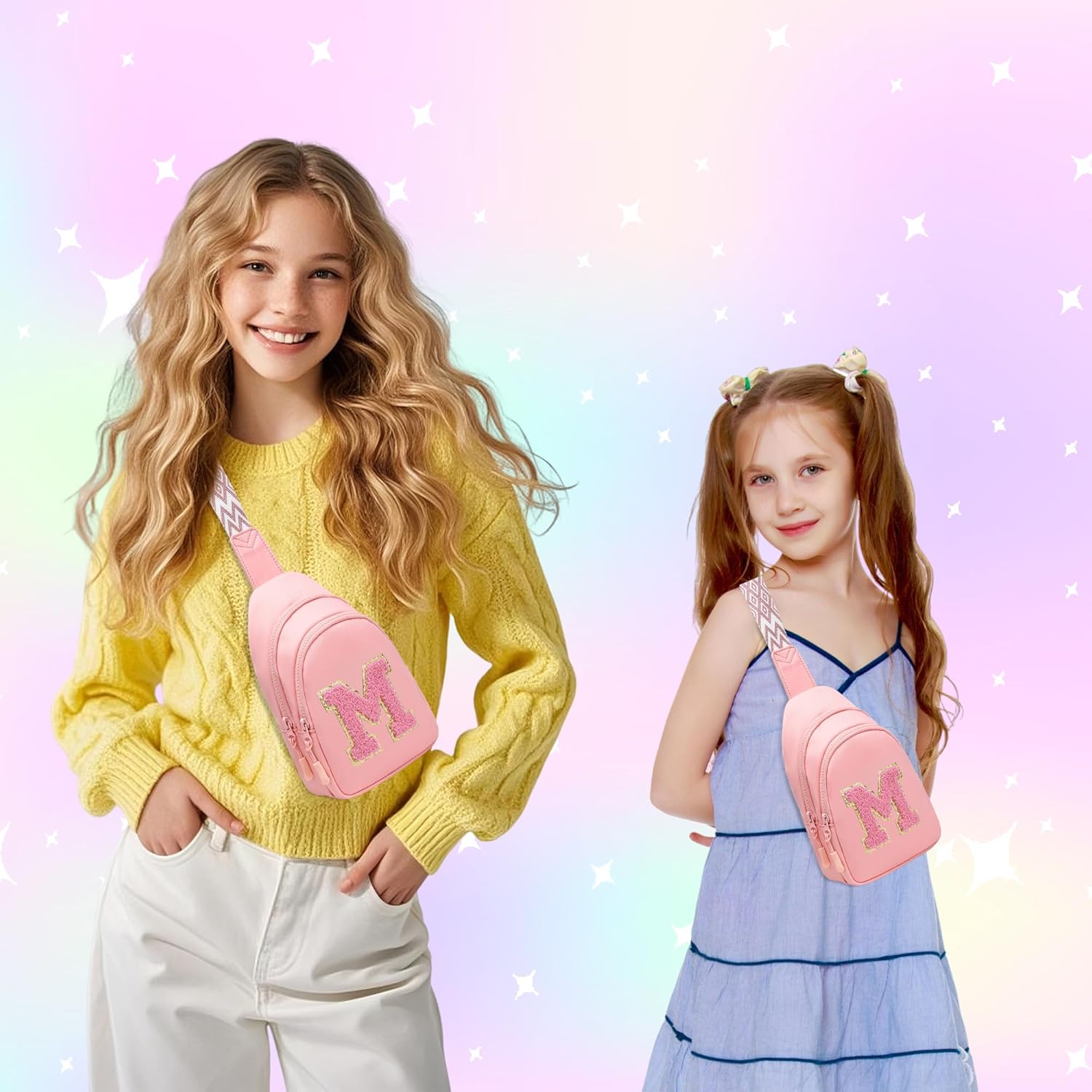 I IHAYNER Girls Sling Bag Fanny Pack Crossbody Bags with Initial Letter for Teen Girls Gift Trendy Stuff Chest Bag for Travel (Pink-M) - Image 7