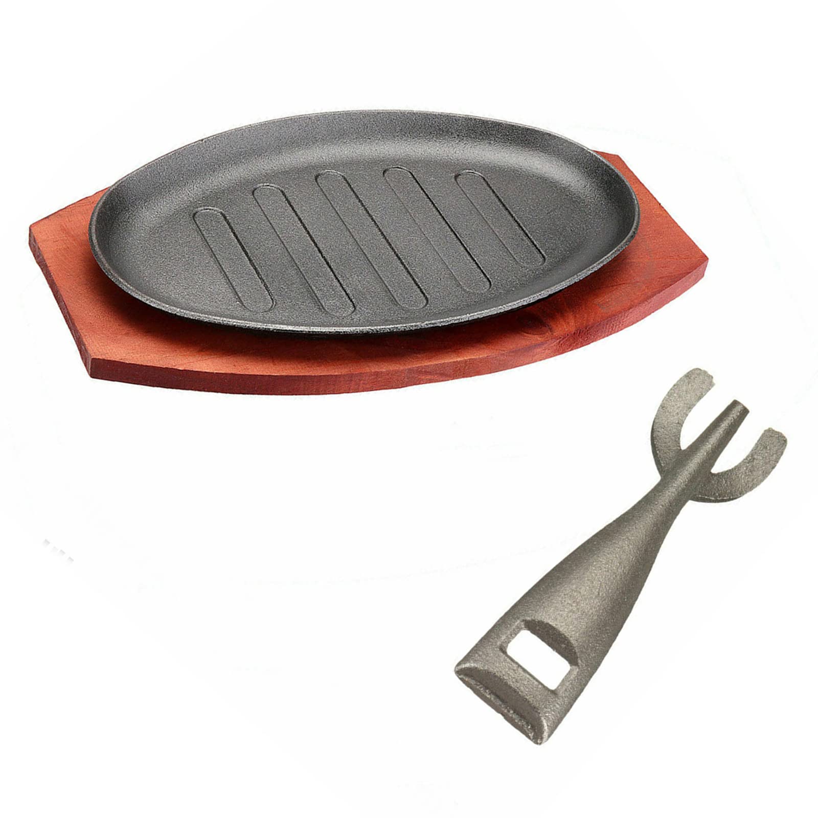 Plaque de Cuisson Ovale en Fonte pour Steak, Idéale pour La Cuisine, Les Restaurants et Les Grillades à Domicile. Disponible en 8, 10 et 12 Pouces, 12 Pouces