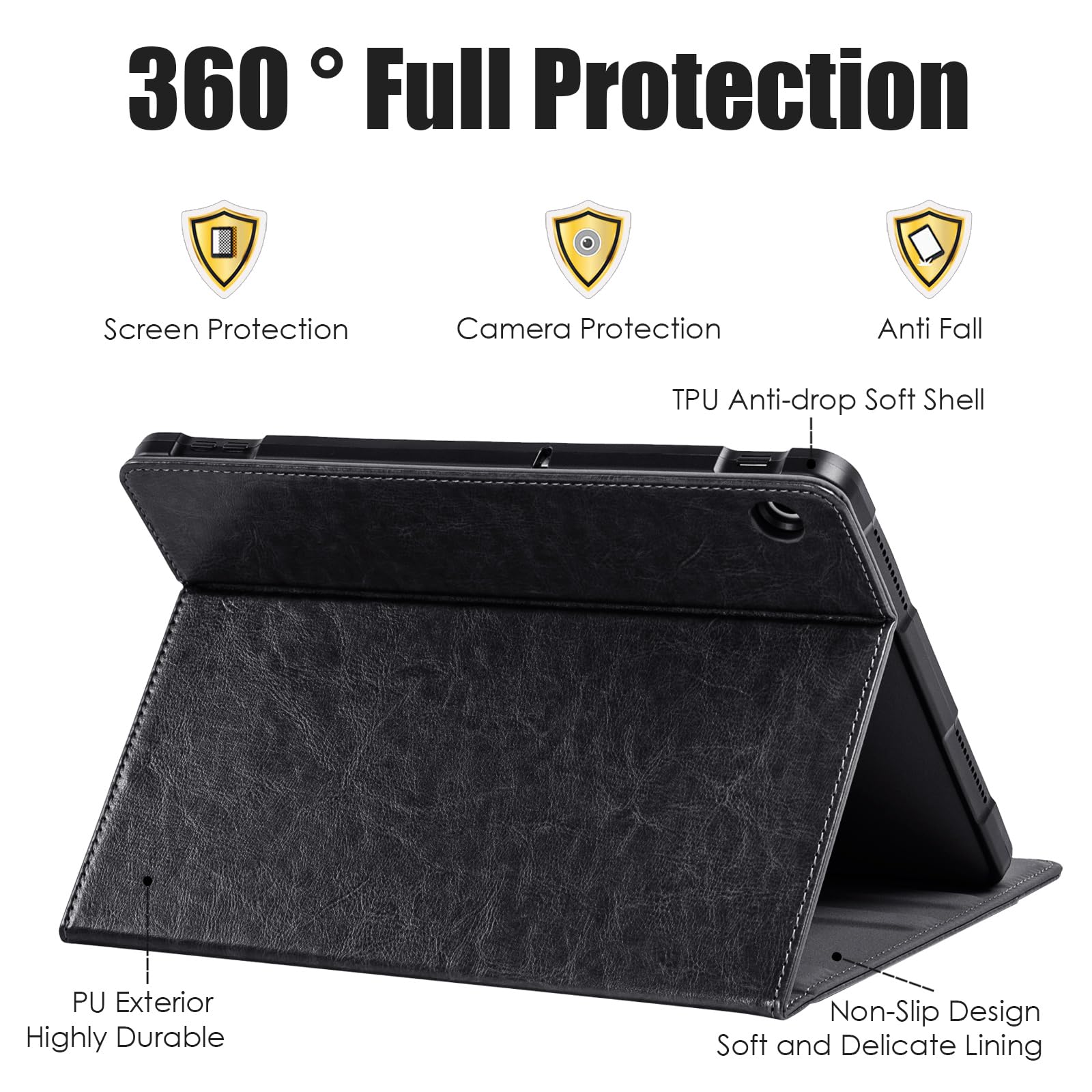 Schutzhülle für Wacom Movinkpad 11 Tablet, mit Stifthalter und Tasche/Handschlaufe, mehrere Betrachtungswinkel, PU-Leder, Schutzhülle für Wacom Movinkpad 11, Schwarz