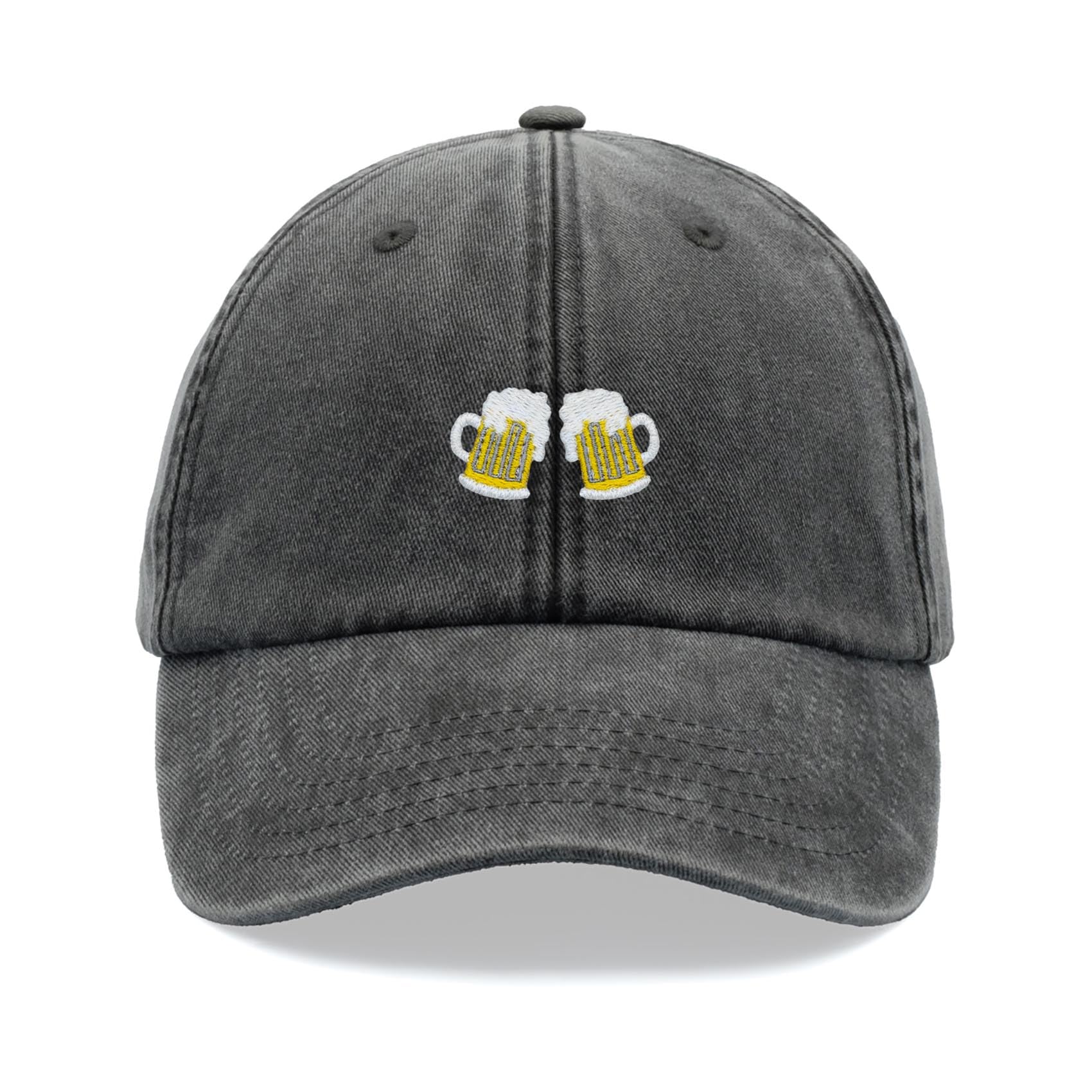 Cap Base Unisex Black Beer Stein Glasses Baseball Cap Vintage Washed Dad Hat Adjustable