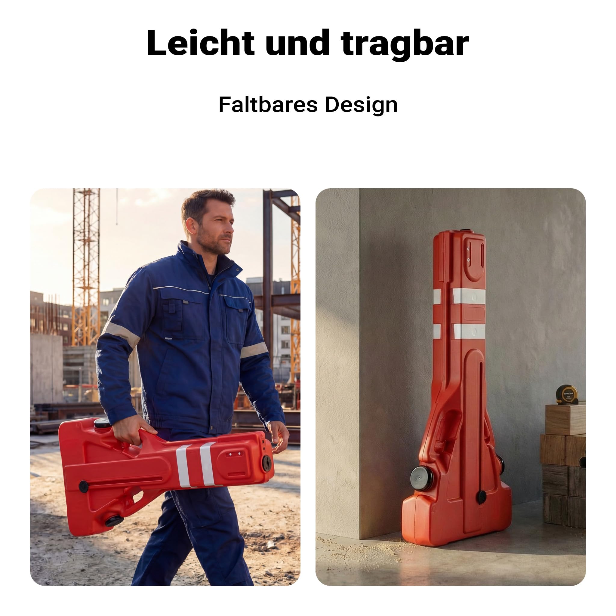 Wiltec ausziehbares Absperrgitter 200 cm aus Kunststoff, Scherengitter mit Reflektorband, Baustellenabsperrung befüllbar und faltbar, Absperrung für Verkehr