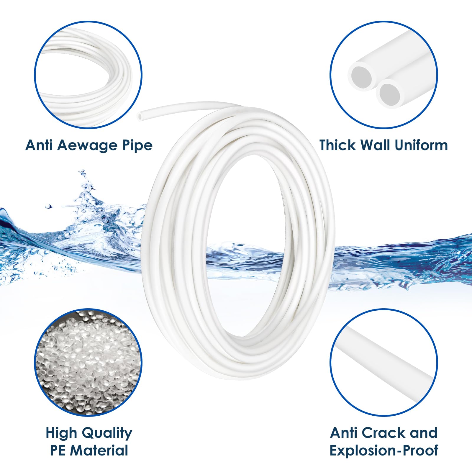 Kit de Raccordement D'eau pour Réfrigérateur de 15m, Tuyau D'alimentation en Eau Tube de Filtre Pièces et Accessoires, Matériau POM Tuyau Frigo Alimentation en eau pour Réfrigérateurs,Aquarium（1/4"）
