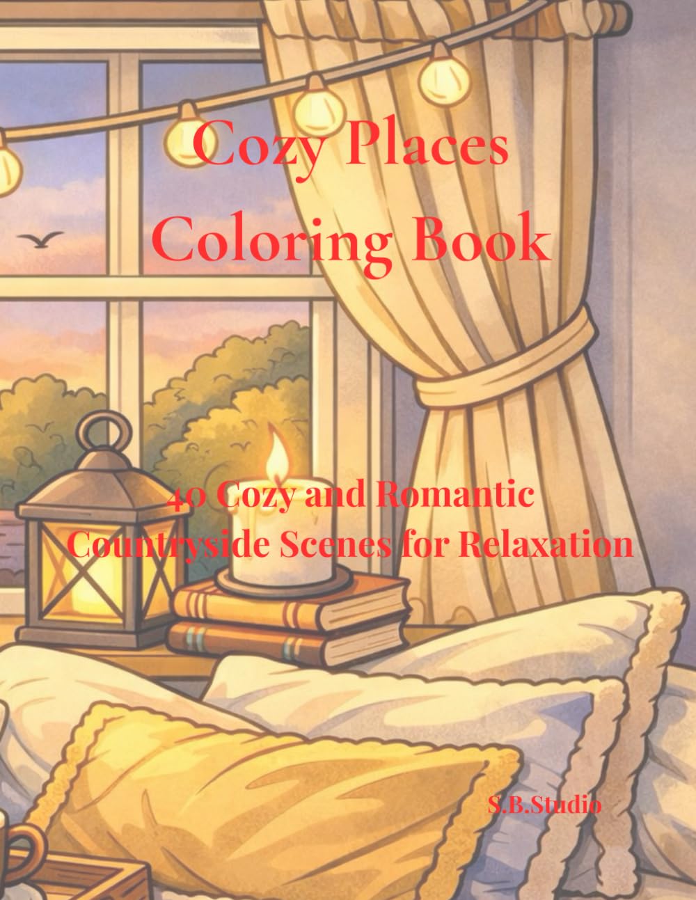 Cozy Places Coloring Book: 40 Relaxing and Cute Cozy Spaces for Stress Relief