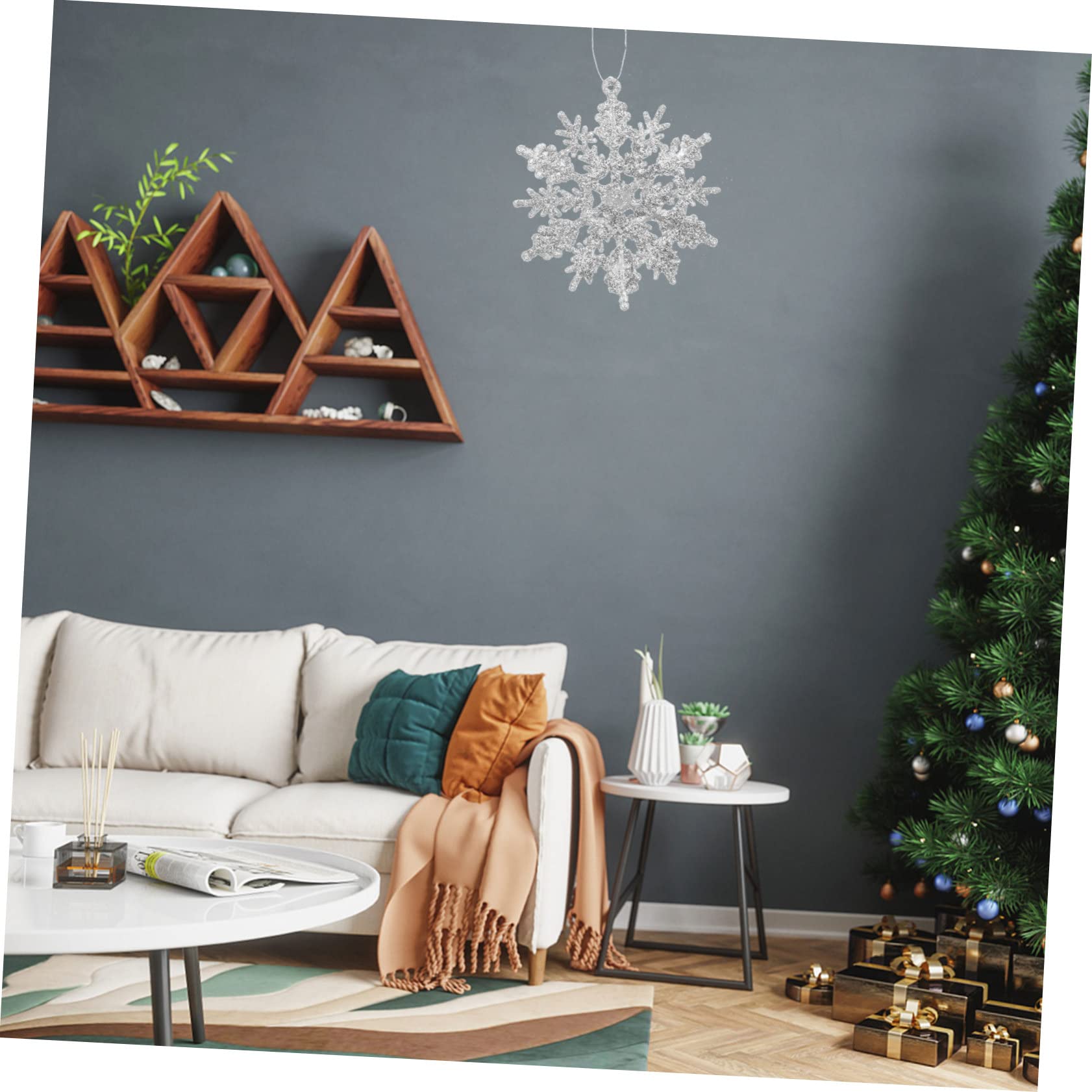 Alipis 180 Pièces Flocons De Neige De Noël Embellissement De Flocon De Neige Décorations De Maison pour La Maison Pendentifs De Noël Décor D'ornement Suspendu De Silver Plastique
