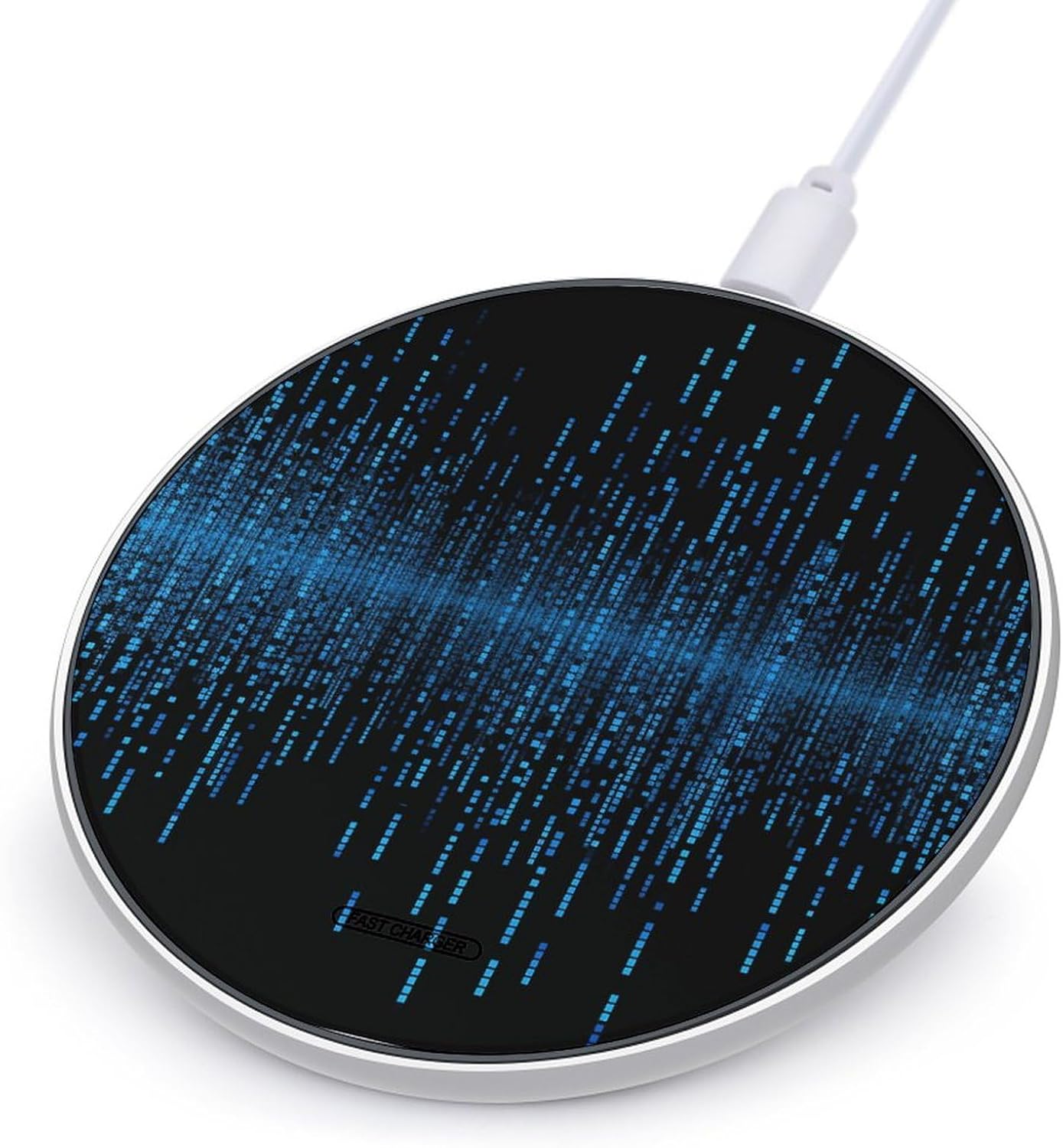 The Blue Binary Matrix Wireless Charger, 10W Qi-Certified Fast Wireless Charging Pad with USB Cable & LED Indicator Fashion Charger Mat Portable Charging Station for All Qi-Enabled Phones