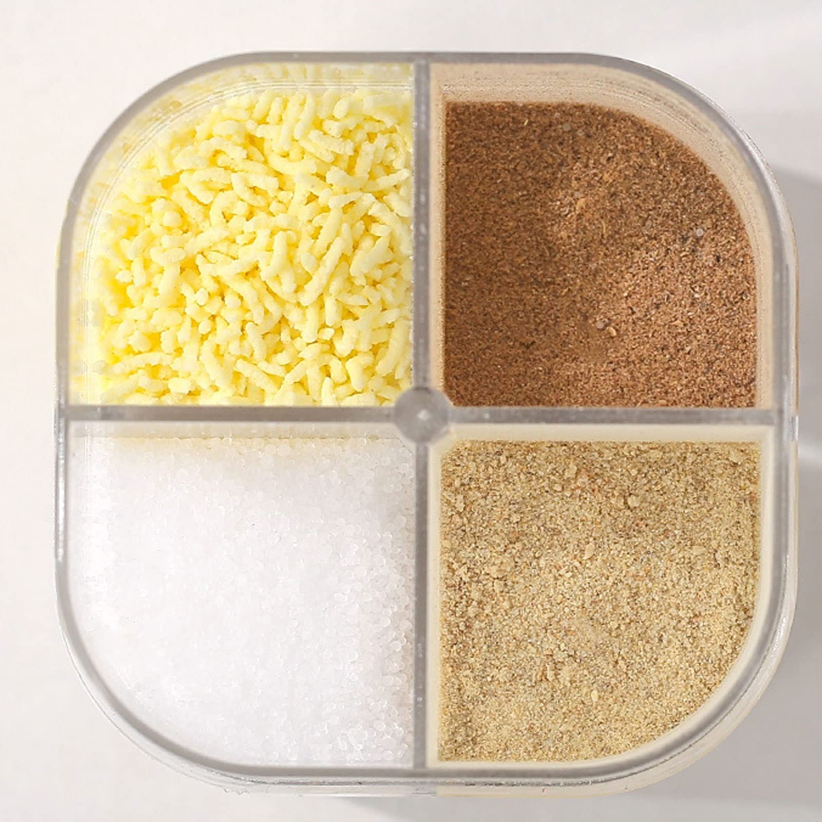 HJUGHPN Barattoli per spezie 4 in 1, in plastica trasparente, multi griglia, contenitori trasparenti per condimenti da viaggio, per casa, ristorante, barbecue