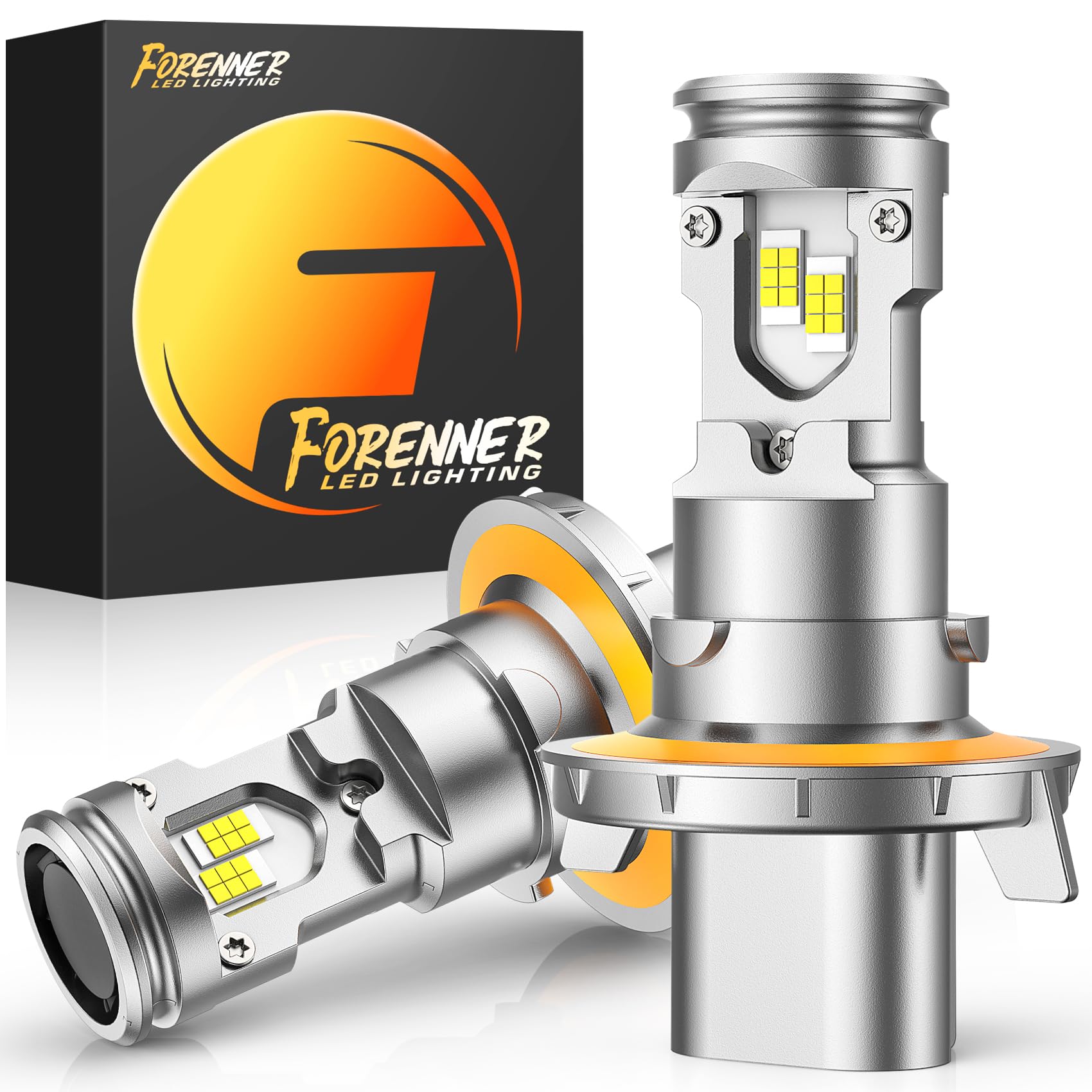 FORENNER H13/9008 Light Bulbs, 35000LM Ultra Brightness 6500K White Super Bright, 5-Min Quick Setup, No Adapter Required Automotive Back Up Light Assemblies, H13 Fog Lights Pack of 2