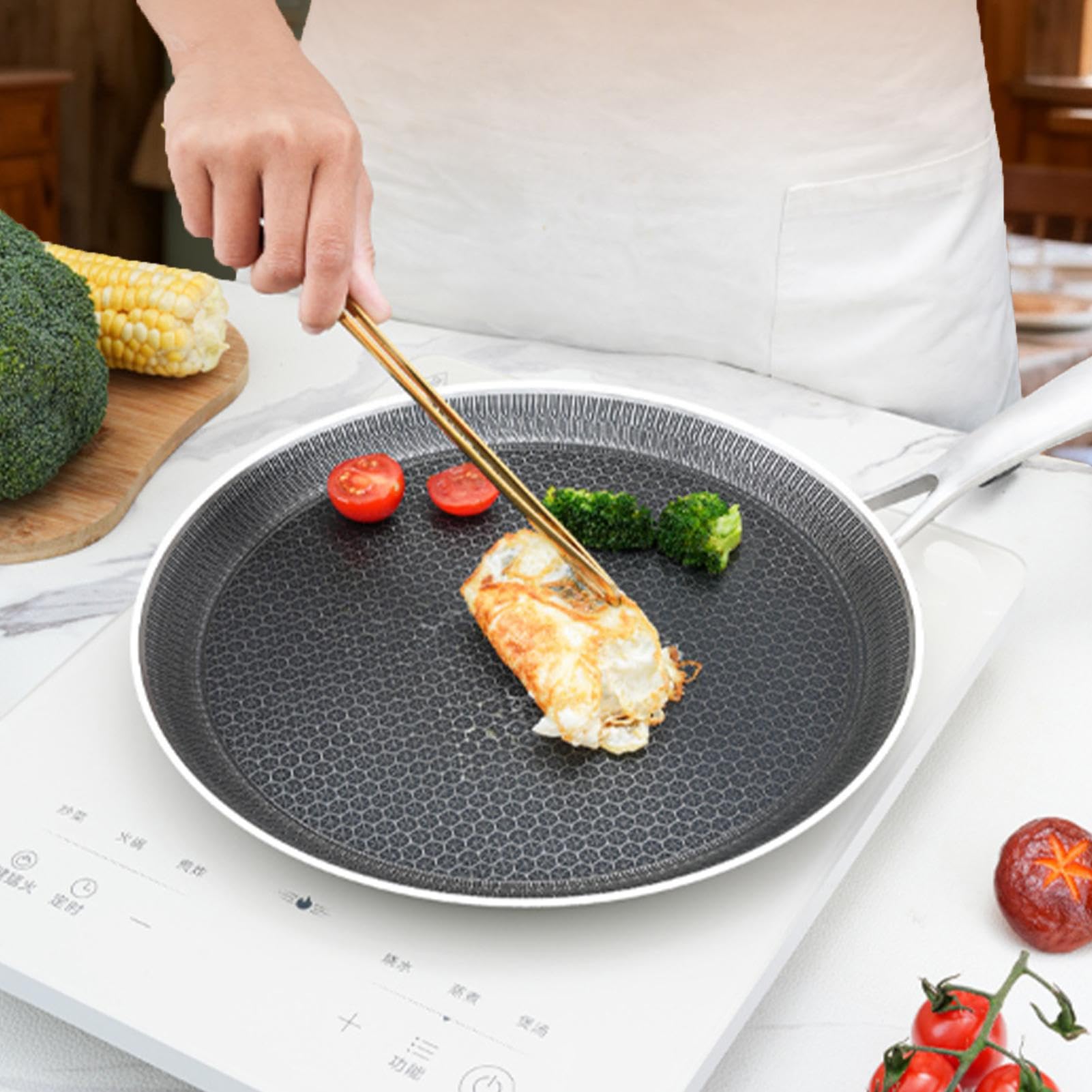 Patelnia Do Naleśników Garnek Do Smażenia Ze Stali Nierdzewnej | Nieprzywierająca Płaska Patelnia Do Smażenia Do Kuchni Domowej Na Kuchenkę I Płytę Grzejną Do Śniadania Grill