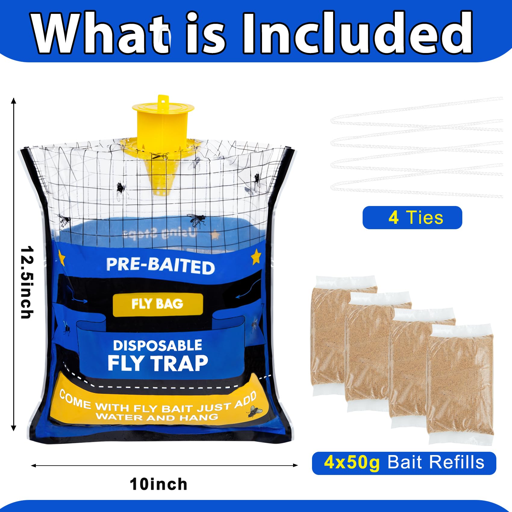 Big Fly Traps Bags - Paquete de 4 trampas desechables para moscas para todos los insectos, mosquitos, insectos, repelente de insectos colgantes al aire libre