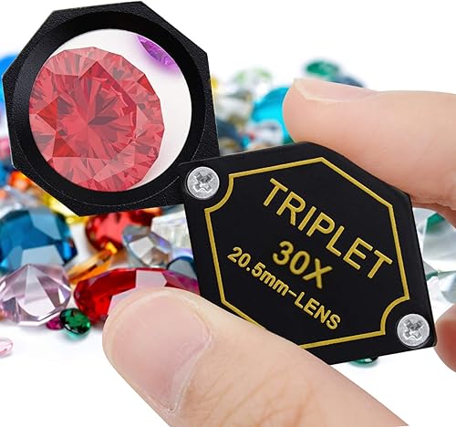 Miniatura 2 de 30x Ampliación Jeweler Loupe Acromático Triplet Lens 0.807 in Vidrio Óptico Diseño Hexagonal Negro Gema Joyería Herramienta de Lupa de Bolsillo