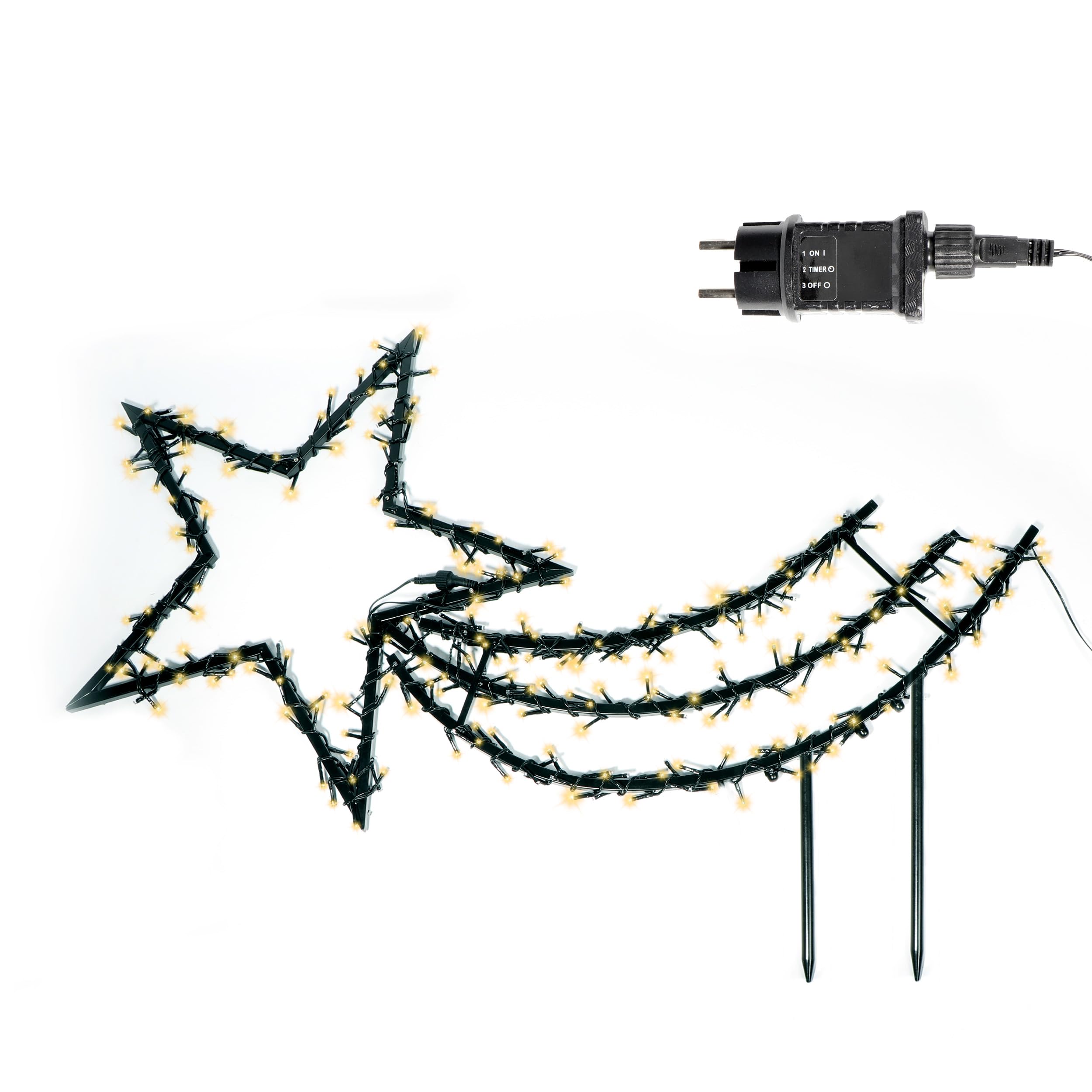 Gartenpirat Sternschnuppe 60x115 cm mit Erdspieß 350 LED warmweiß mit Timer-Funktion Gartenstecker Weihnachtsdeko außen