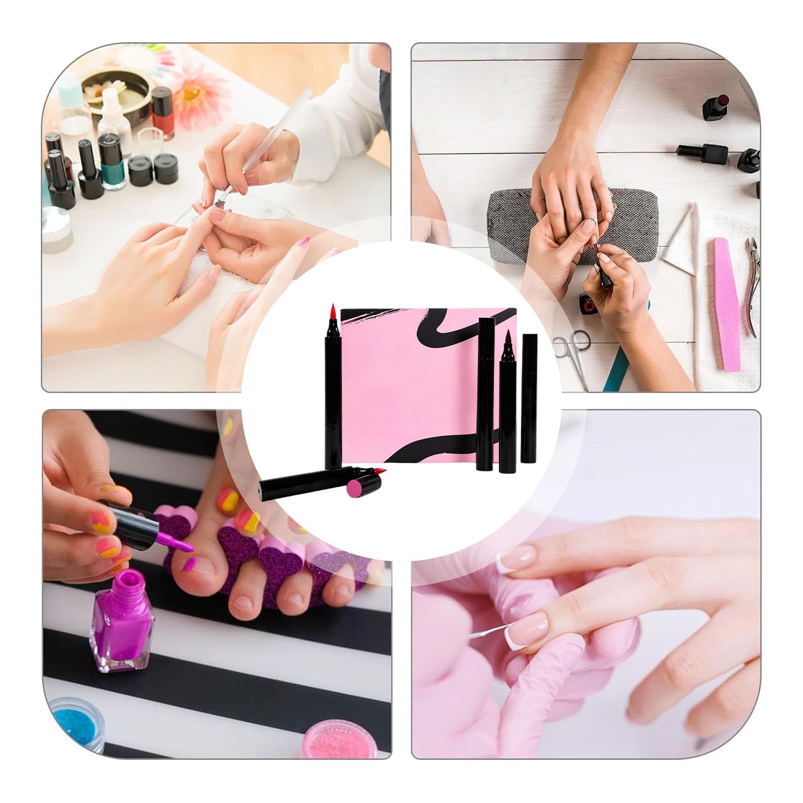 Nolynails nagellack stift, 5 Marker Nagellackstifte für Näge - Nagellack Schnelltrocknend Wasserbasis, Nail Arts Pen Ohne UV Lampe, Einfach und Präzise Fünf Farben (15Pc)