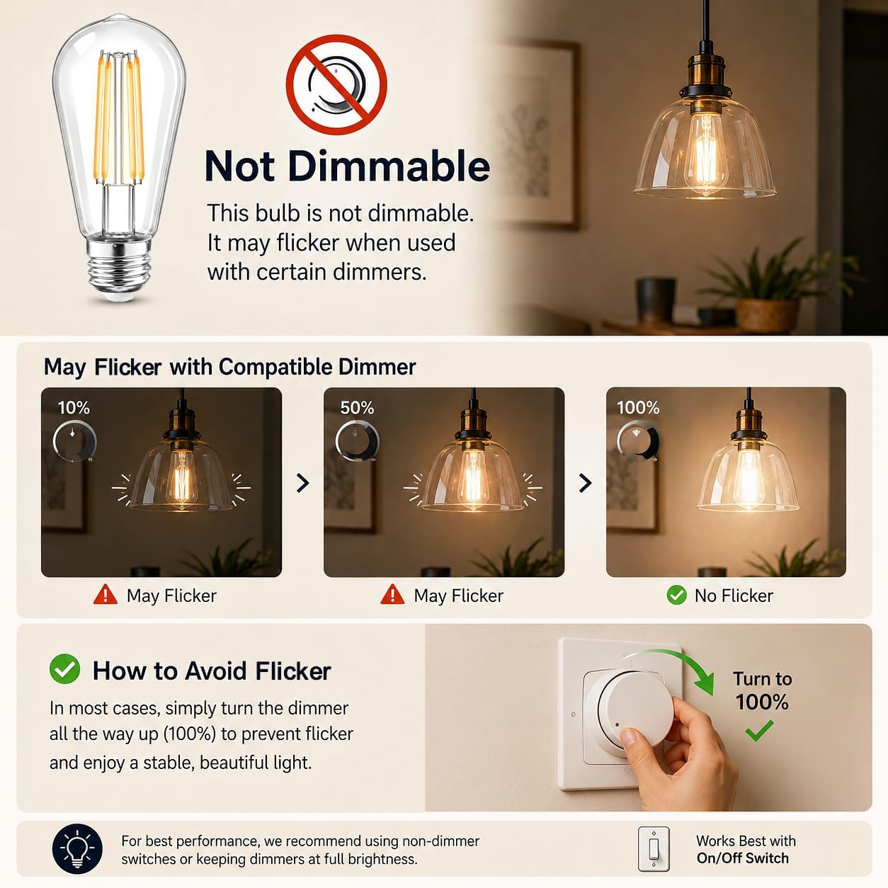 LED Light Bulbs 60W Equivalent, 4000K Natural White, 6 Pack | Shatterproof Clear Plastic, E26 Medium Base, CRI 90+, Glass-Look Filament, For Table Lamps, Ceiling Fixtures & Home Lighting
