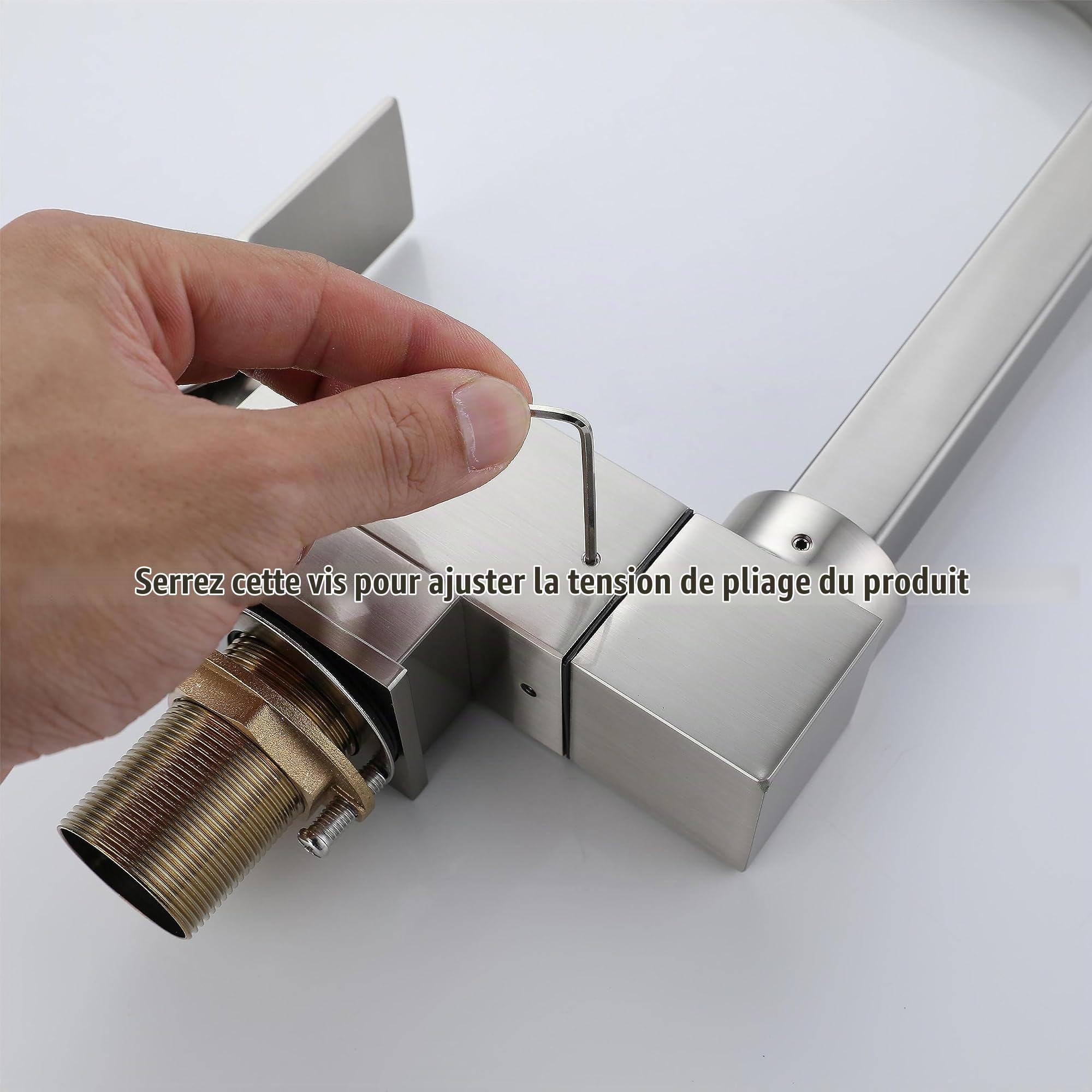 Mitigeur Cuisine Rabattable, Robinet 3 Voies Rabattable,robinet Cuisine Rabattable,Robinet De Cuisine 3 Voies,matériel En Laiton,Robinet Cuisine Pliable Sous Fenêtre (Finition Brossé)