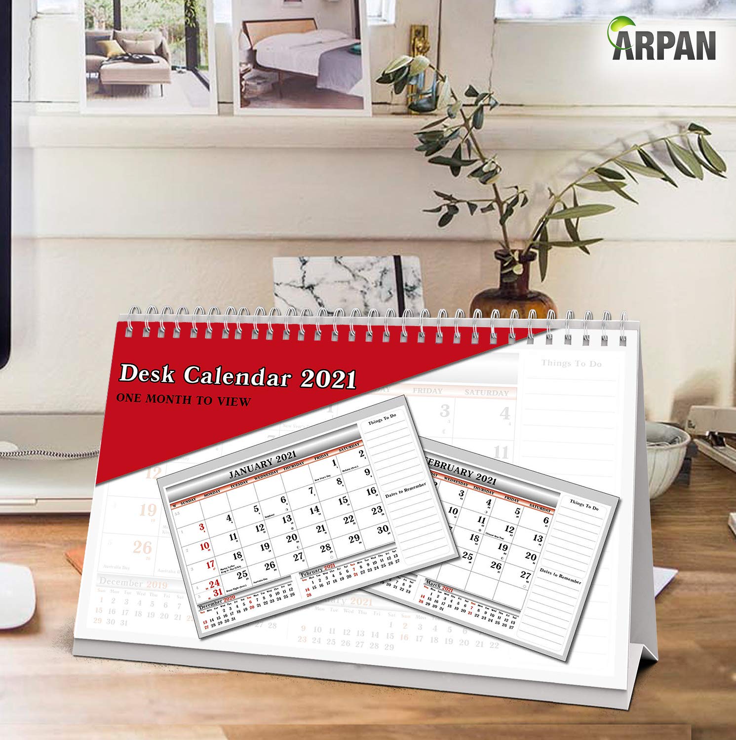 2021 One Month to View UK Stand Alone Desk Office Table Calendar