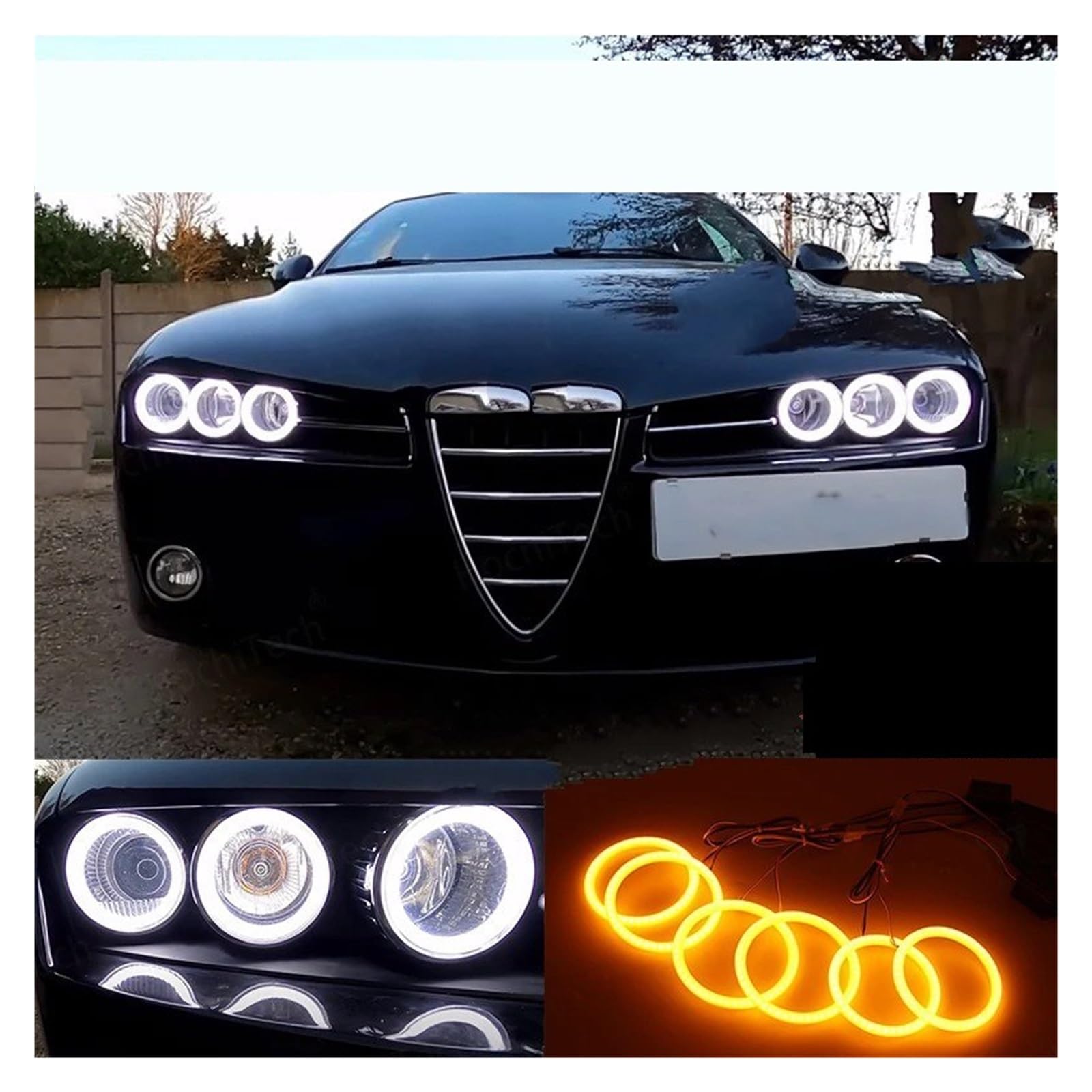 Anelli halo LED Per Alfa Per Romeo Brera Spider 159 2005-2011 DRL 6 Pezzi Doppio Colore Auto Per Styling Kit Anelli Cotone LED Angel Eyes Fari occhio d'angelo