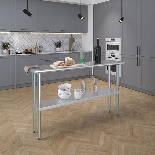 Vista 43 de AmGood Mesa de trabajo de acero inoxidable de 18 pulgadas x 36 pulgadas Mesa de preparación de alimentos de cocina de metal NSF