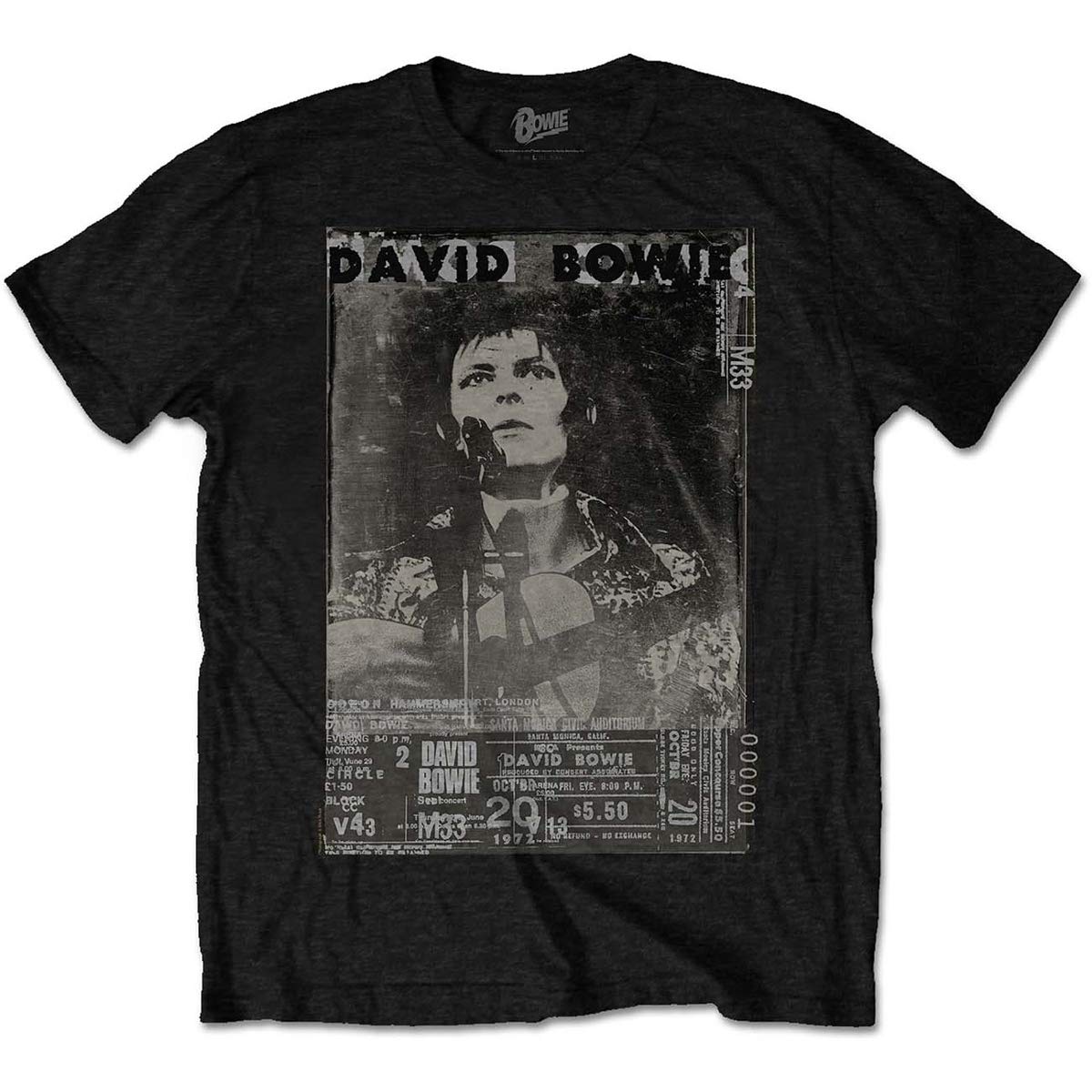Rockoff Trade Men's David Bowie Ziggy Live T - Shirt Black, Medium