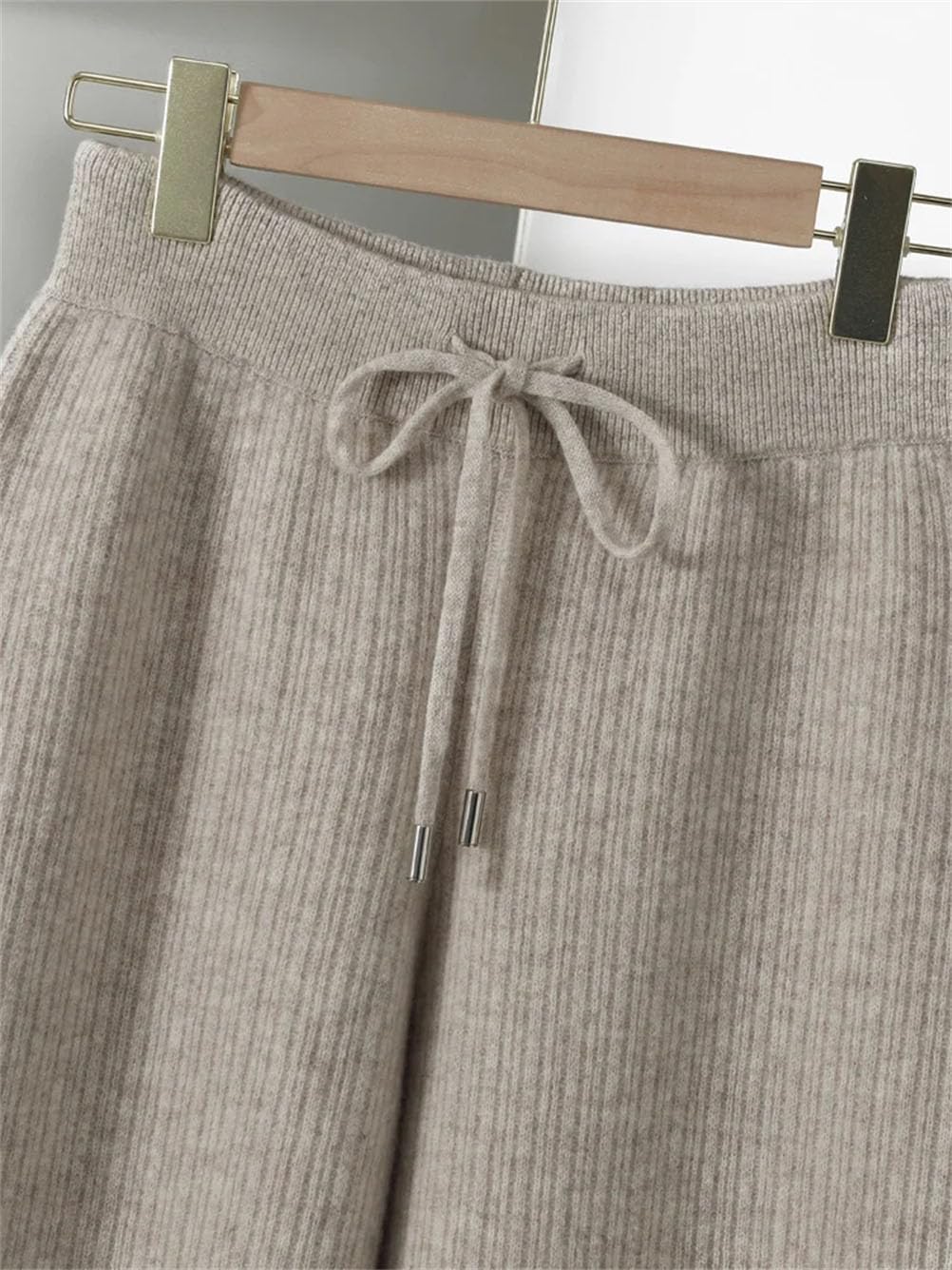 Pantaloni da donna spessi a gamba larga pantaloni in lana a maglia pantaloni jacquard a righe pantaloni lunghi larghi casual dritti larghi