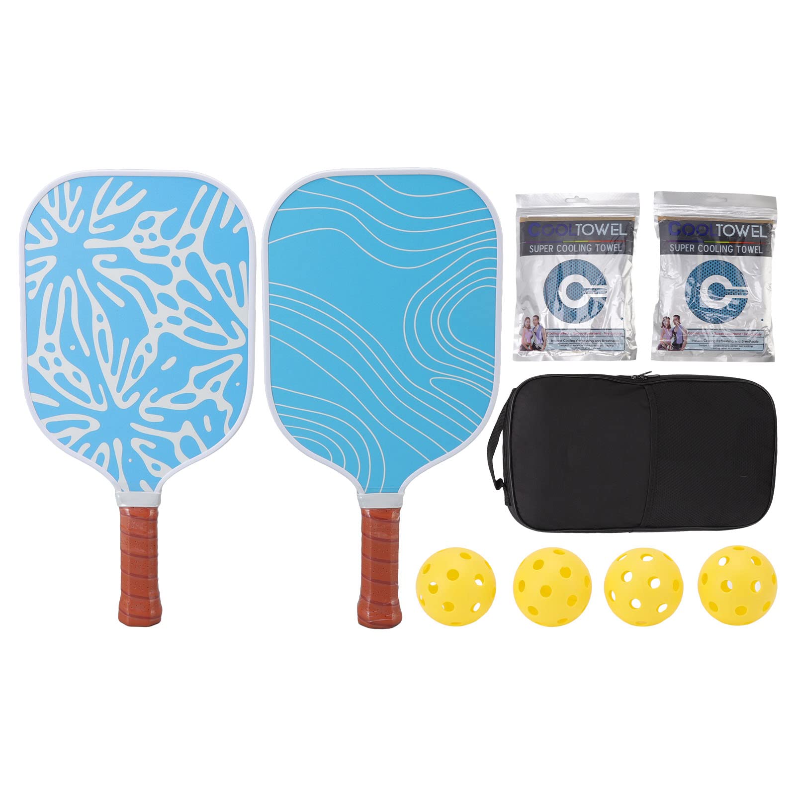 Pickleball Paddle and Ball Set, Bright Color Honeycomb Design Pickleball Rackets Sweat Absorbing Proper Size with Storage Bag for Sports-image-26