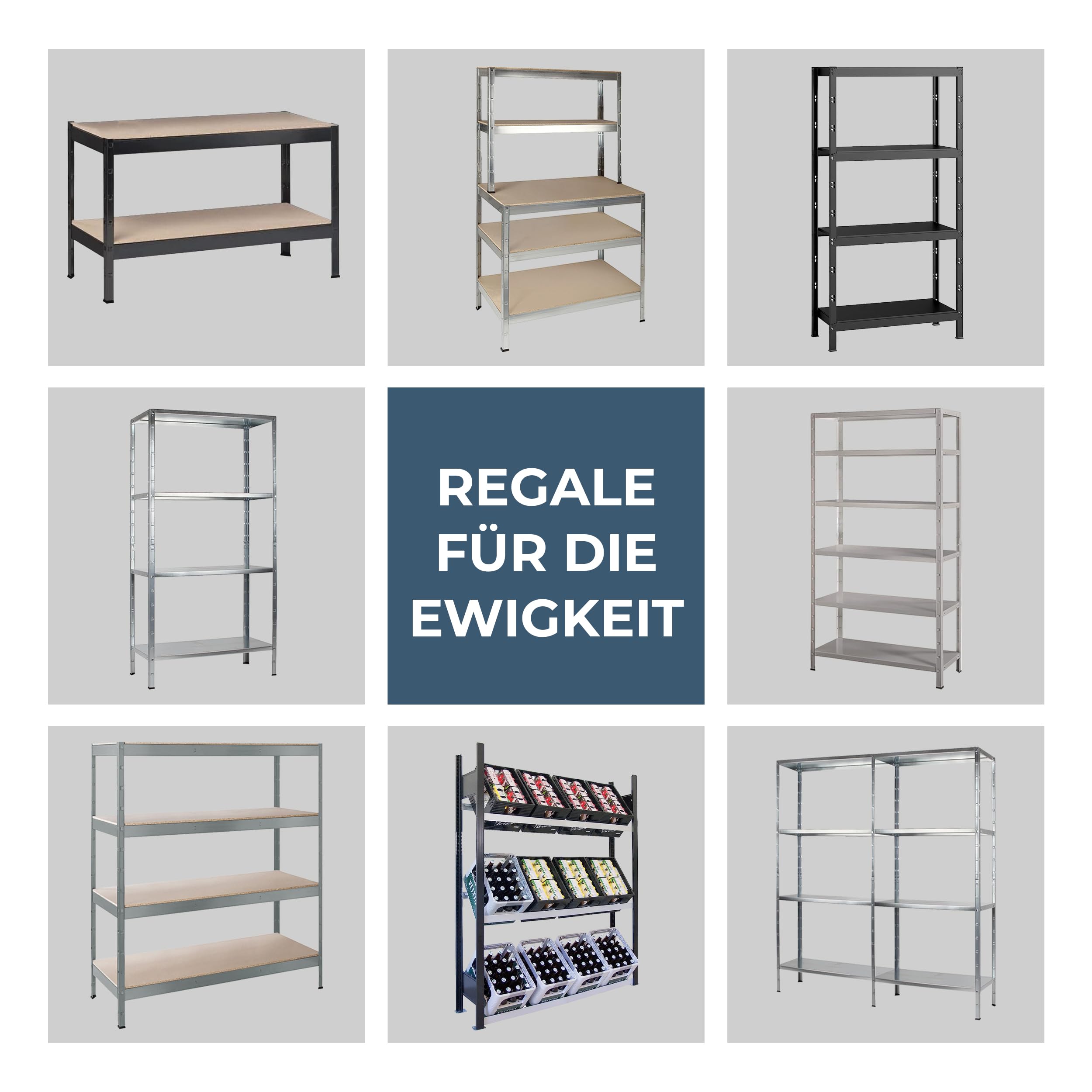 SCHULTE Regalwelt | Steckregal - Metallregal 180 x 160 x 40 cm | Kellerregal - Lagerregal | 520 KG Belastung | Regal Metall - Regalsystem - Buchregal - Regale für Kellerraum | Made in Germany