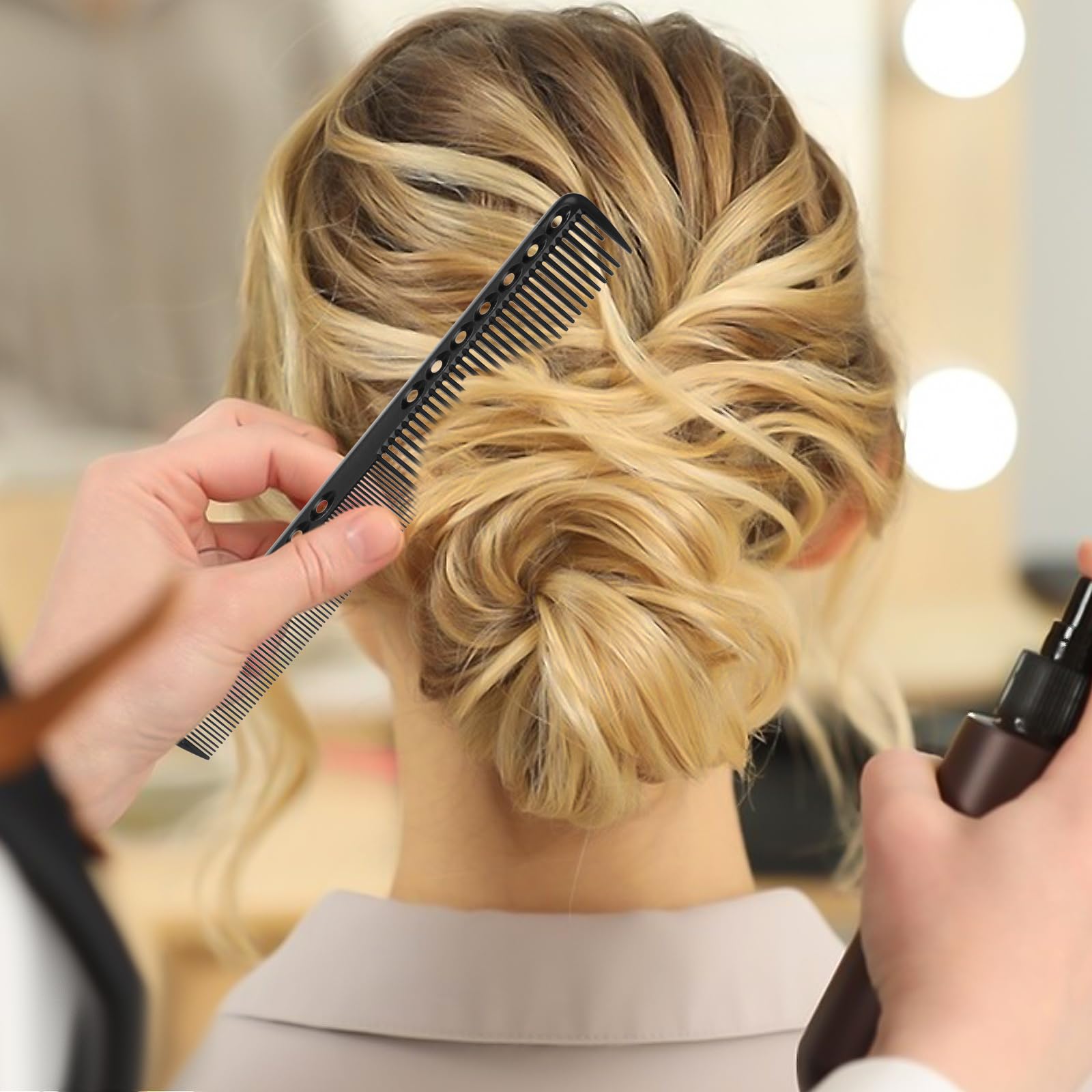 Peines de peluquería para corte de pelo, peine fino profesional, antiestático y resistente al calor, peine de carbono para hombre y mujer, paquete de peine de peluquería para salón y hogar 6