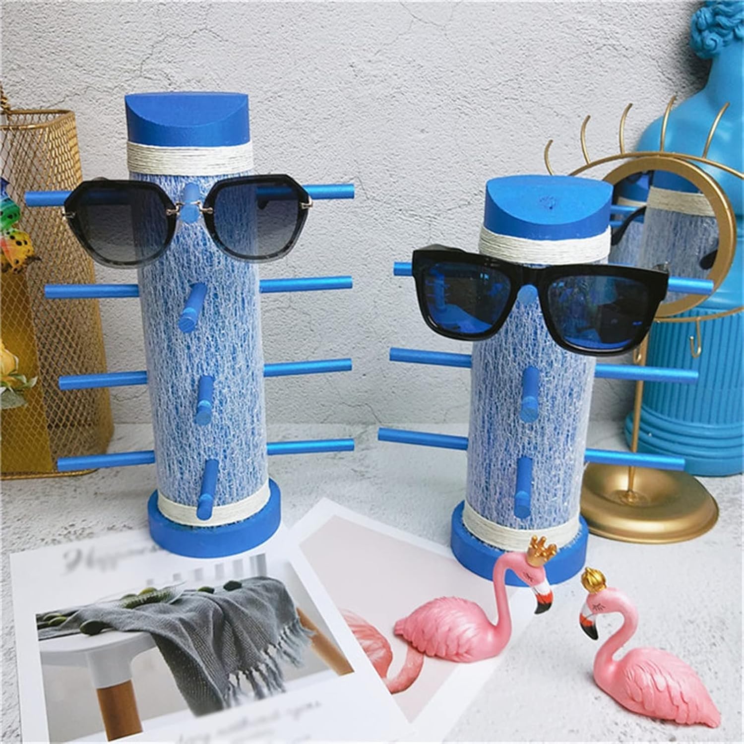 Glasses Frame Wooden Glasses Display Stand Decorative Sunglasses Stand Creative Desktop Ornaments Storage Bracket Display Stand (Size : 4-Tier) (3)