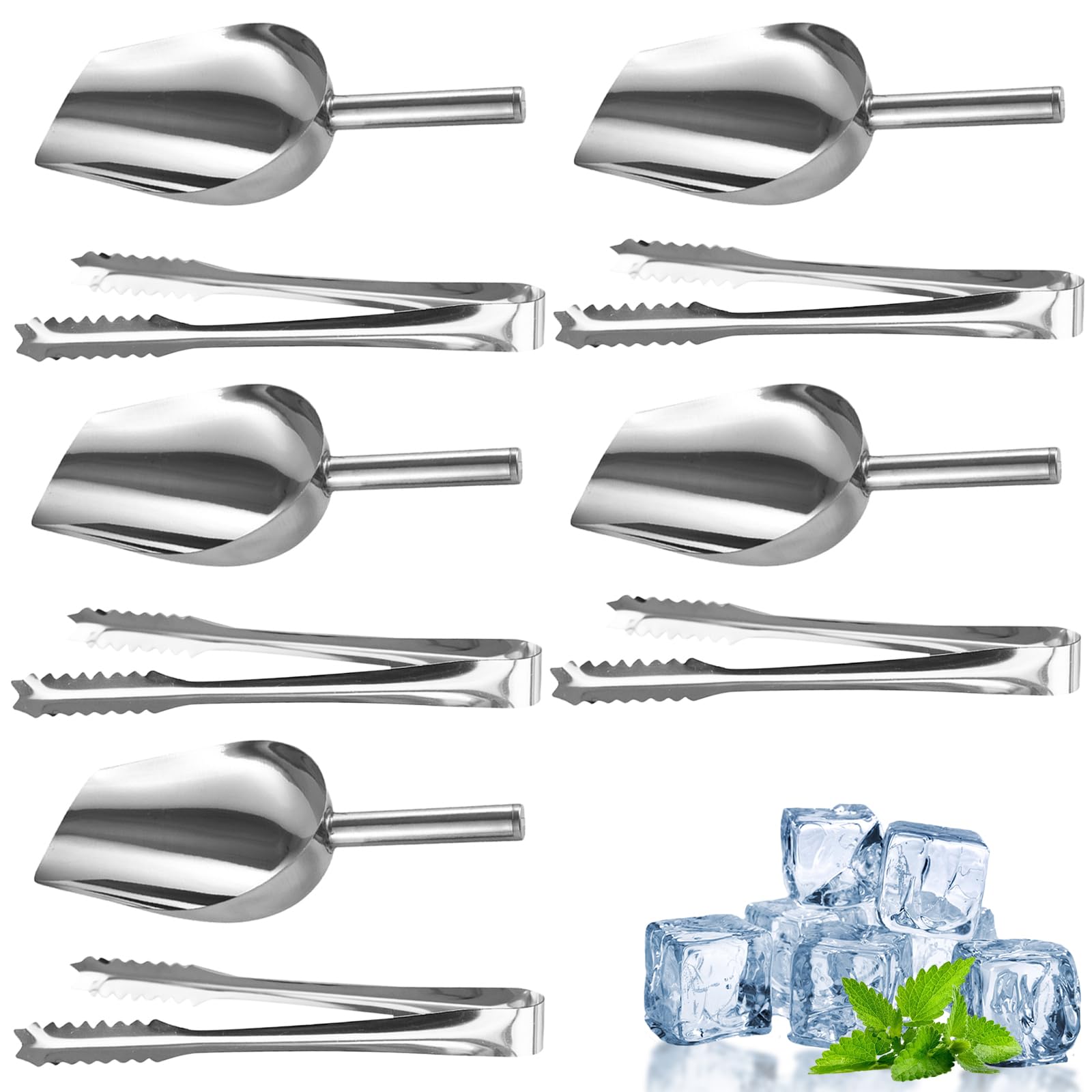 10PCS Sweet Scoops and Ice Tongs Set, Sugar Tongs, Scoops for Food, Sweet Tongs, Ice Scoop for Bar Weddings Birthdays Anniversary Parties and Dessert Buffets
