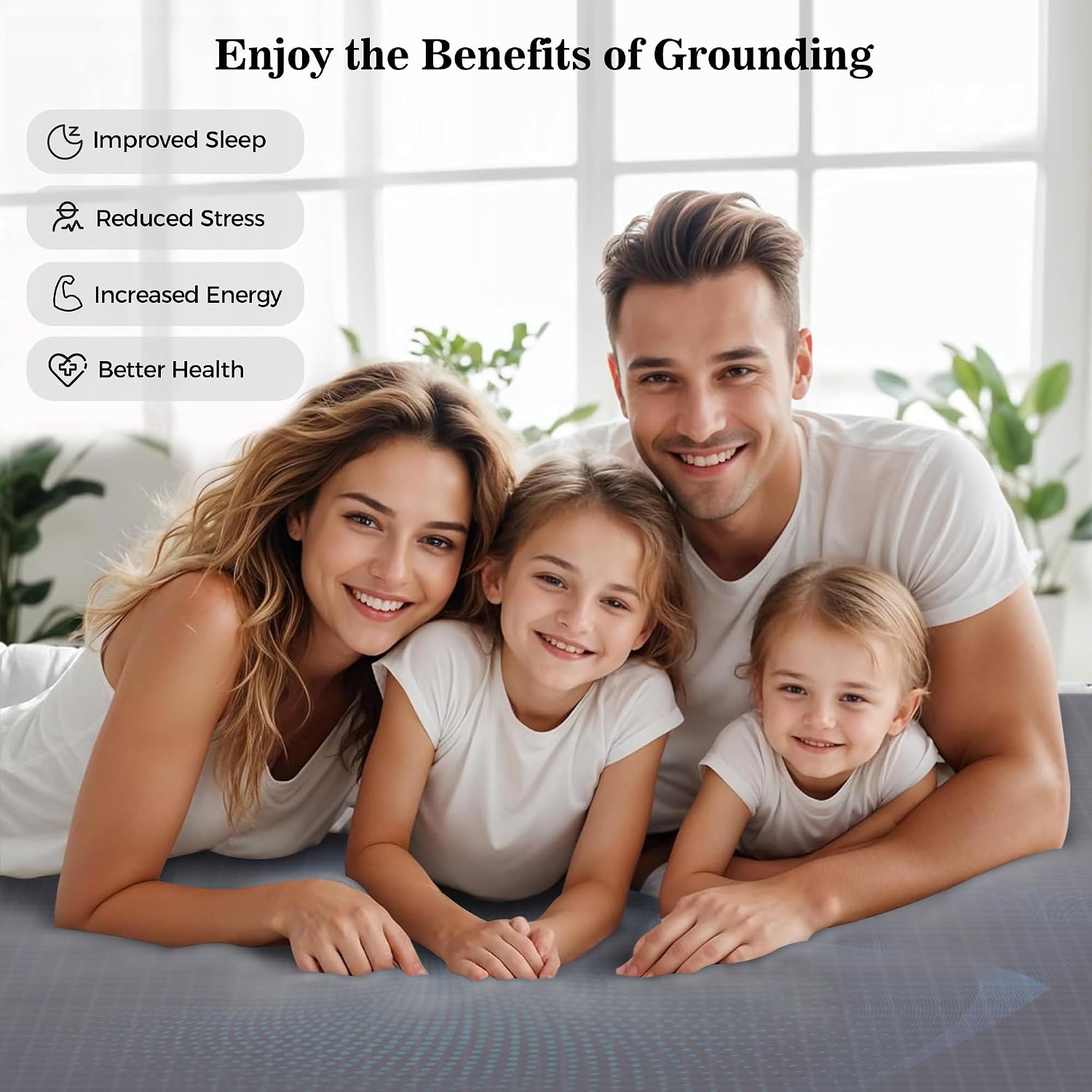 Grounding Sheets: Anti-Static Fitted Bedsheets with Adjustable Straps -Conductive Silver Fiber Grounded Sheets for Sleep -Grounding Mat for Bed with Cord and Tester (Grey,66x21″)