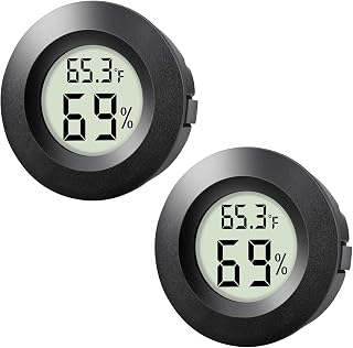 2-Pack Mini Hygrometer Thermometer Indoor Outdoor Round Humidity Meter, Small Digital LCD Monitor Thermometer Temperature Gauge Humidity Sensor (℉) or (℃) for Reptile Thermostat, Jars