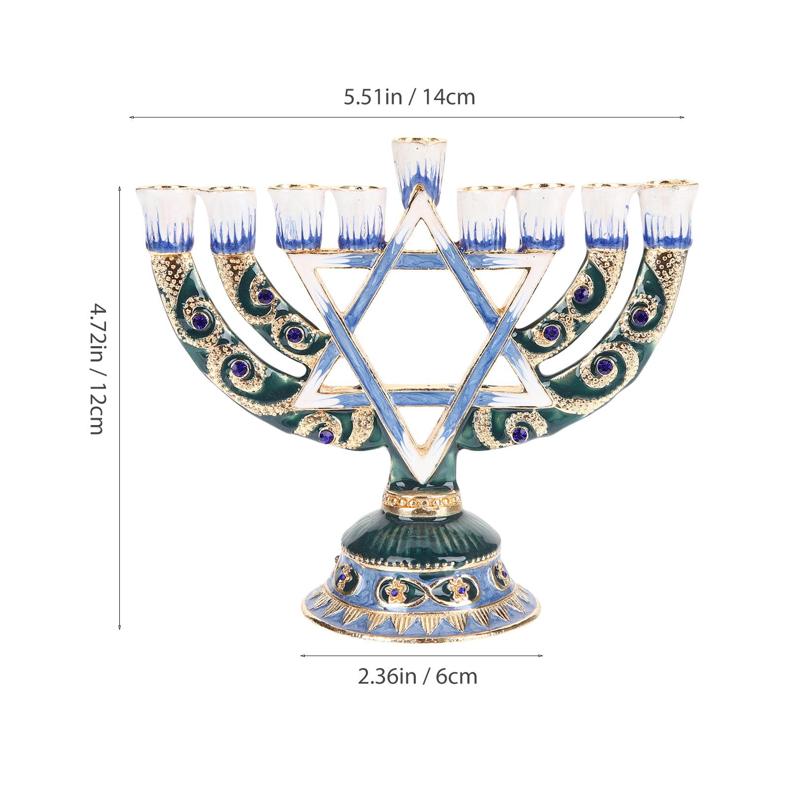 Candeliere Ebraico di Hanukkah a 9 Rami in Lega Retrò Decorativo per Decorazione da Tavolo Posizionamento Stabile per Banqueting e Ambienti Domestici