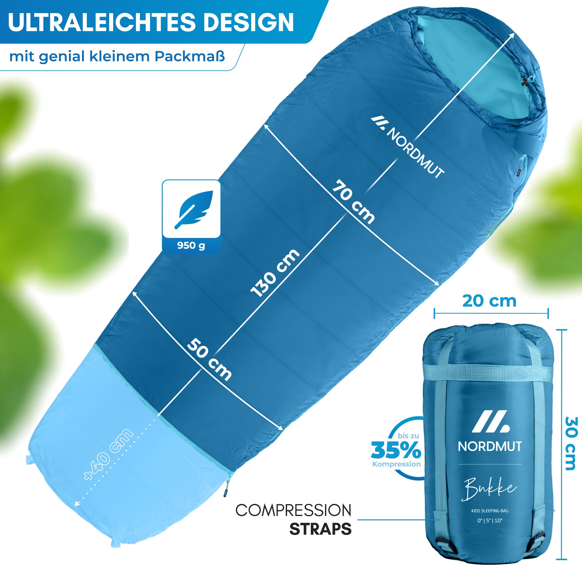 NORDMUT® Schlafsack Kinder mitwachsend für zuverlässigen Kälteschutz – Kinderschlafsack aus schadstofffreien Materialien – 3-Jahreszeiten Kinderschlafsack (200 GSM) für Outdoor Abenteuer