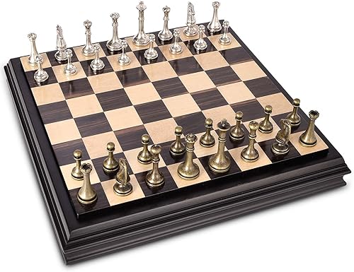 Miniatura 2 de AMEROUS Juego de ajedrez de madera de 12.5 pulgadas con piezas de ajedrez de metal, juego de mesa clásico con 2.5 pulgadas Kingalmacenamiento para