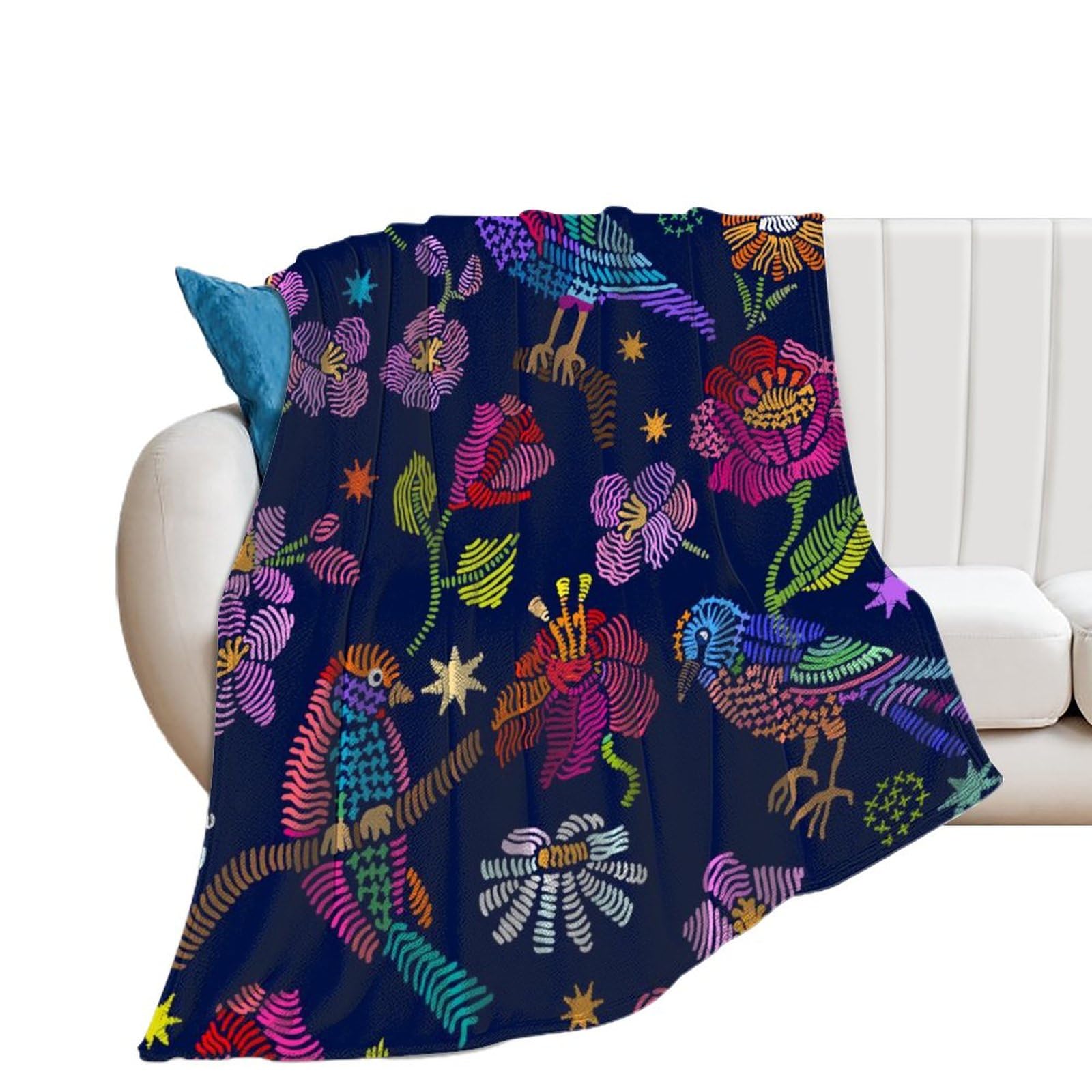 Couverture polaire fleurs d'oiseaux anti-frissons en flanelle légère pour lit
