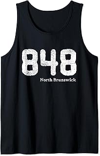 Distressed 848 Area Code North Brunswick, New Jersey Tank Top