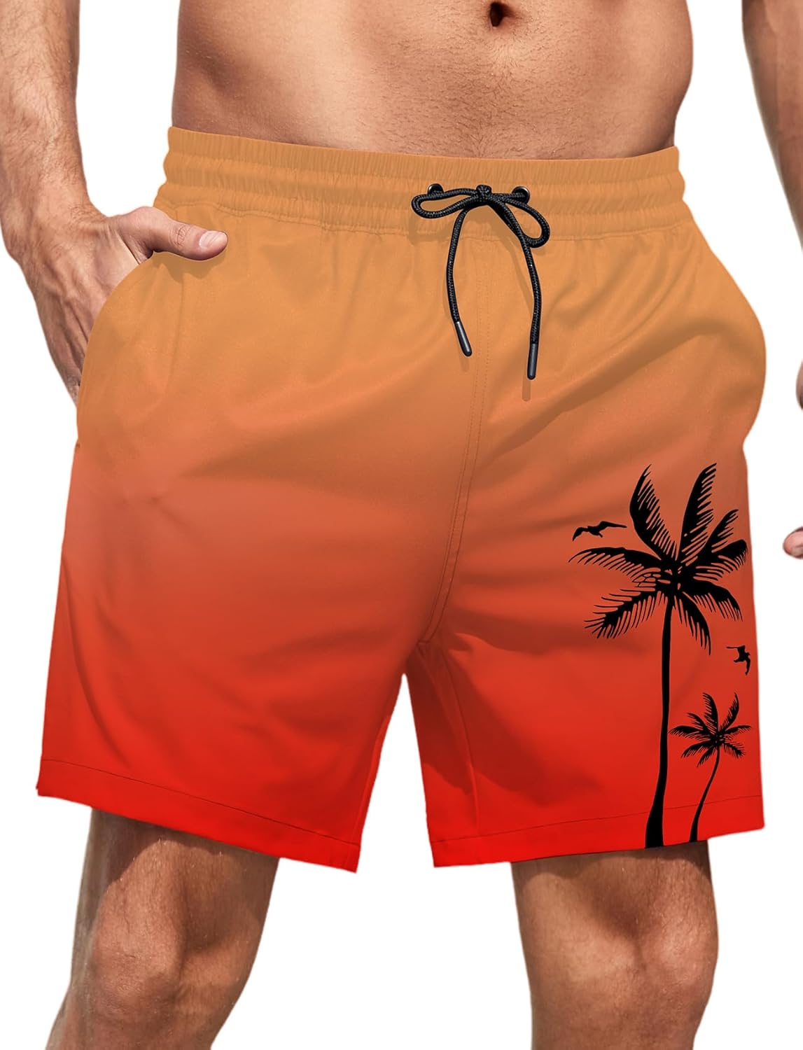 Lzzidou Men Swim Trunks with Mesh Liner 5 Inch Inseam Board Shorts Quick Dry Bathing Suit