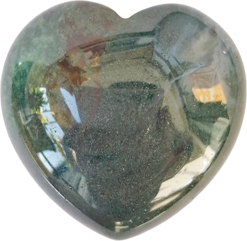1 Pcs Natural India Agate Palm Worry Carved Heart Love Stone,1.57 inchs Crystals and Healing Stones