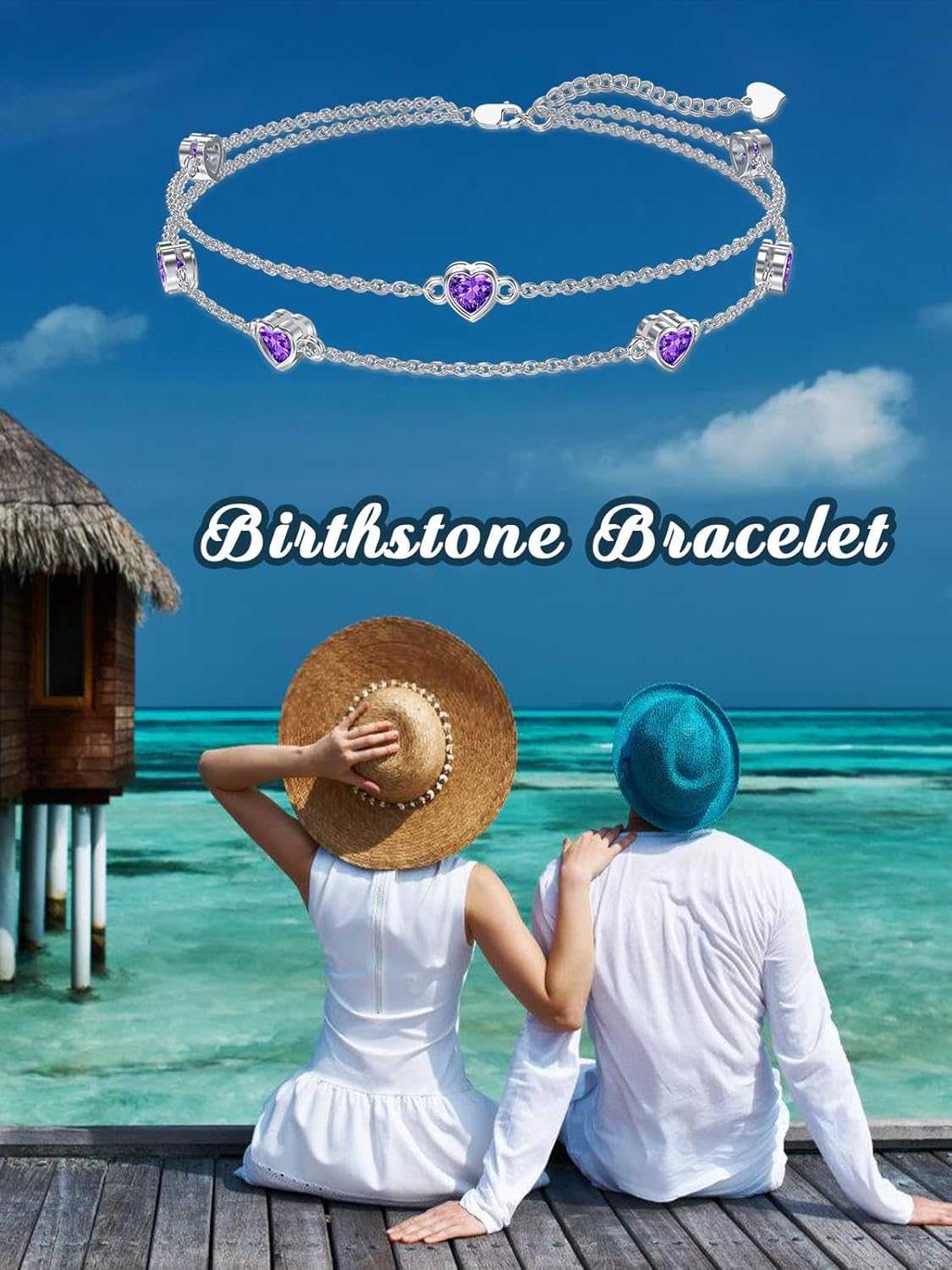 Dorunmo Heart Birthstone Anklet Bracelets for Women 925 Sterling Silver Birthday Jewelry Best Mother's Day for Women Wife - Image 6