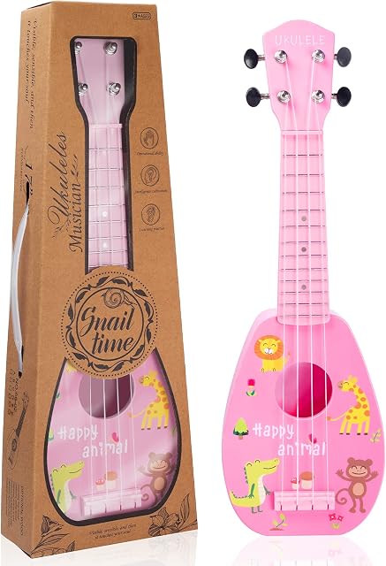 43 cm ukulele dla dzieci, 4 struny, mini instrumenty muzyczne dla dzieci, edukacyjna zabawka edukacyjna dla malucha, początkującego, zachowaj dźwięk, zapobiega uderzeniom, może bawić się kostkami /