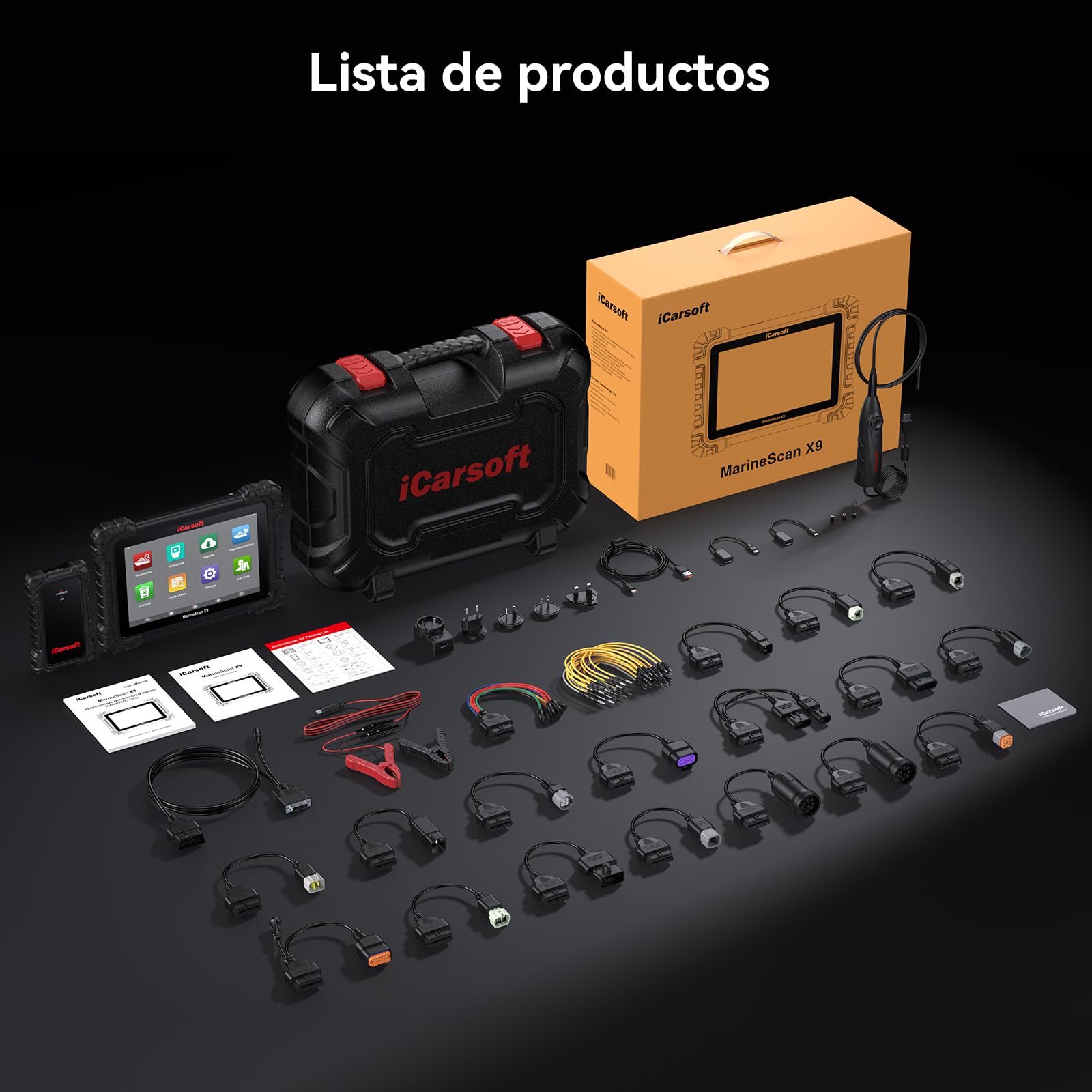 iCarsoft MarineMaster X9 Herramienta de diagnóstico Marina para Barcos, Yates, Motos acuáticas y Motores fueraborda, 40 Funciones de Servicio, Prueba bidireccional, Lector de códigos OBD2 Marino
