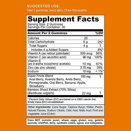 Miniatura 6 de Goli Gomitas de vitaminas inmunológicas, 60 unidades, saúco, vitamina C, D y zinc, veganas, sin OMG, sin gluten y sin gelatina, paquete de 1