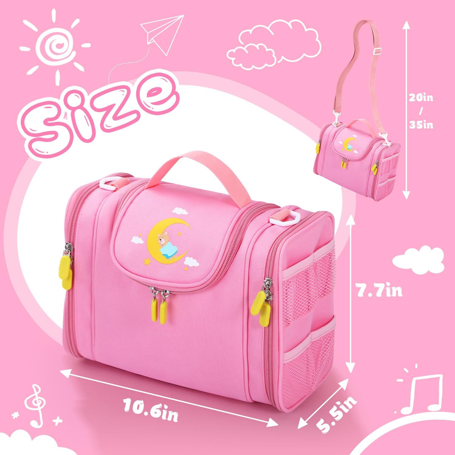 Carrying Case Compatible with Toniebox 2/1 Starter Set, Role Storage Bag with Handle and Shoulder Strap, Portable Travel Organizer Case for Tonies Headphones, Charger and Accessories (Pink)