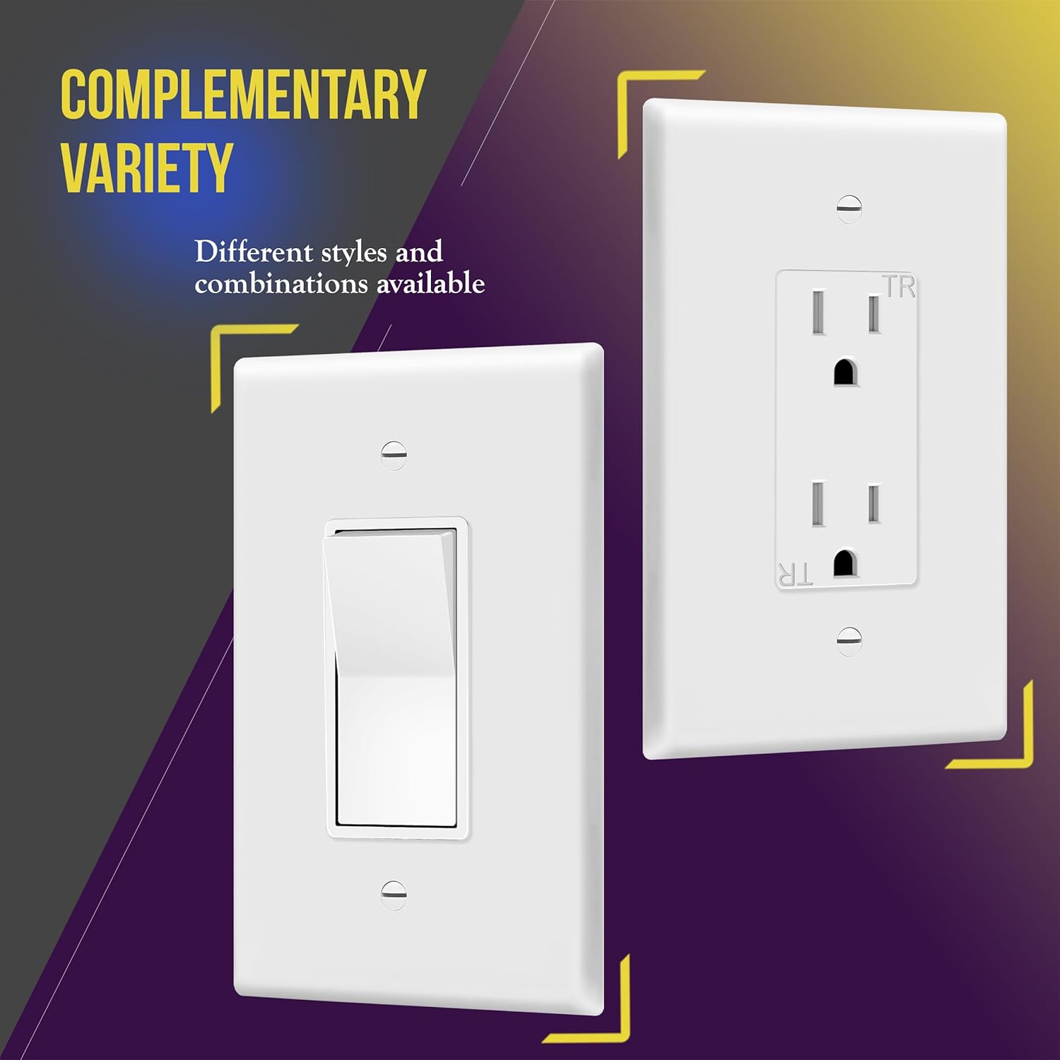ENERLITES Decorator Light Switch or Receptacle Outlet Wall Plate, Over-Size 1-Gang 5.5" x 3.5", Unbreakable Polycarbonate Thermoplastic, UL Listed, 8831O-W-10PCS, White (10 Pack)