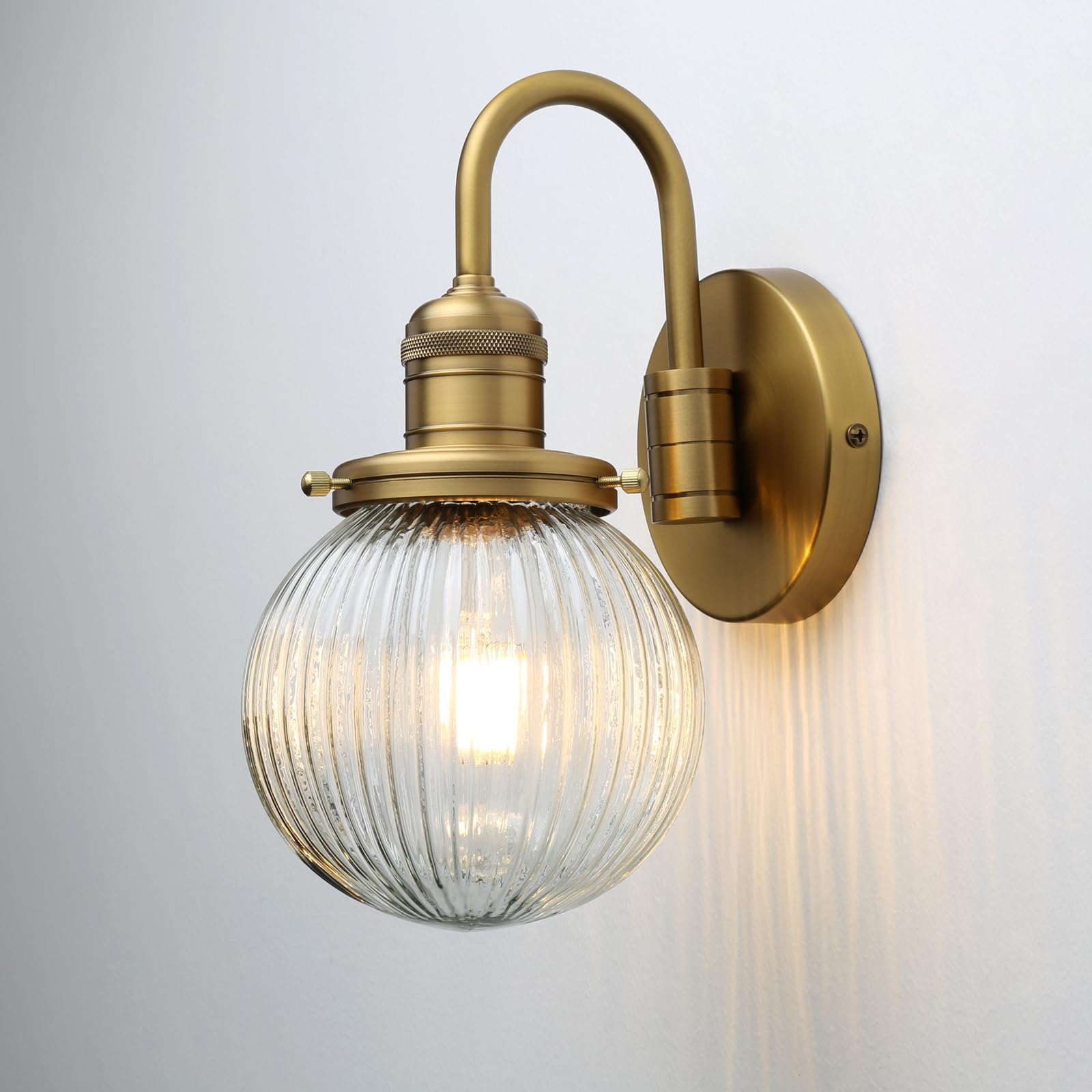 Set Di 2 Lampade Da Parete Esterne In Ferro Stile Industriale - Bronzo Con Braccio A Collo D'Oca IP54 - 4