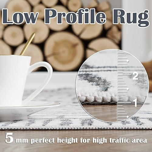 Miniatura 5 de jinchan Alfombra de entrada de 2 x 3, alfombra marroquí lavable pequeña, alfombra de lana sintética, suave, geométrica, contemporánea,